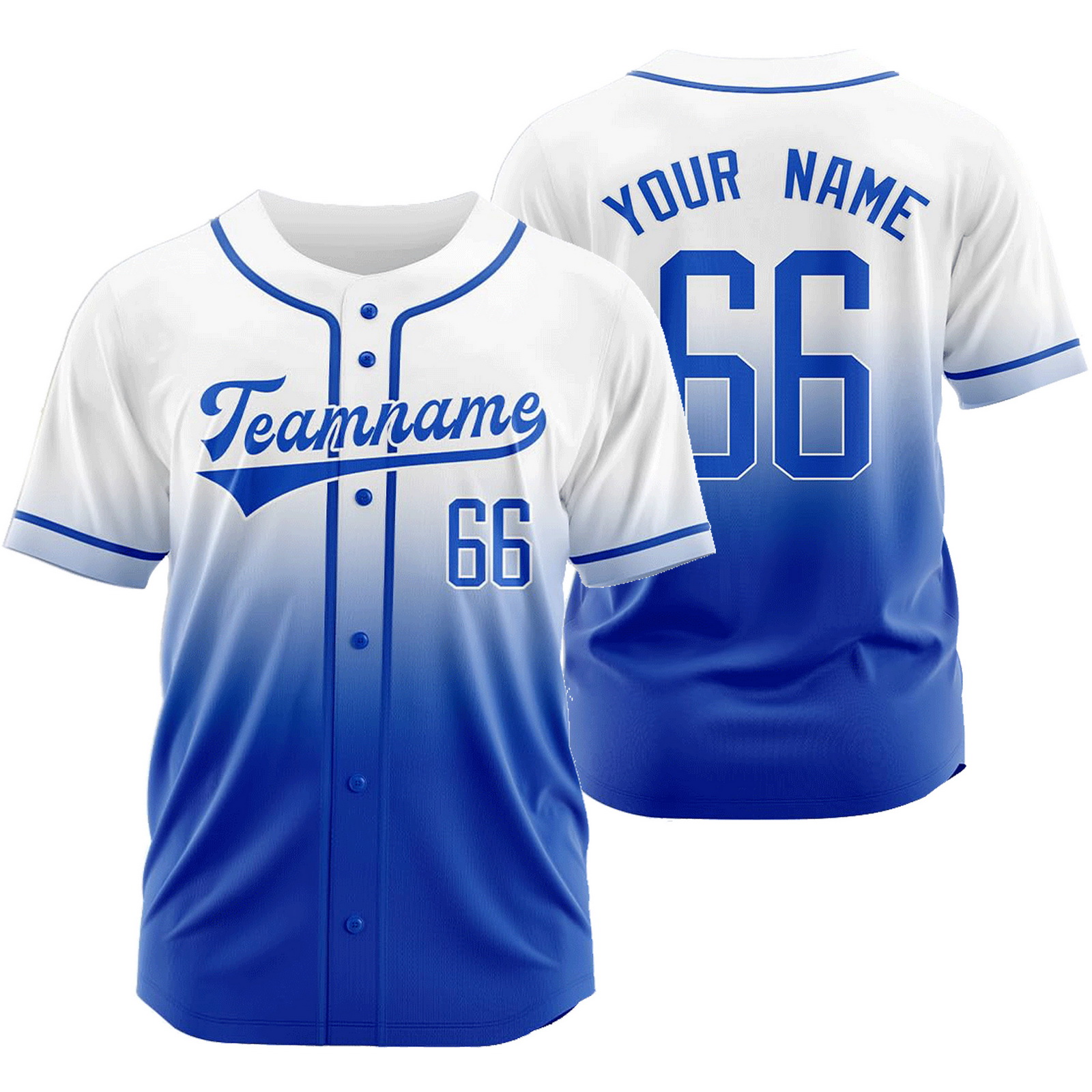 Custom White Blue Gradient Jersey Mesh Softball Shirt