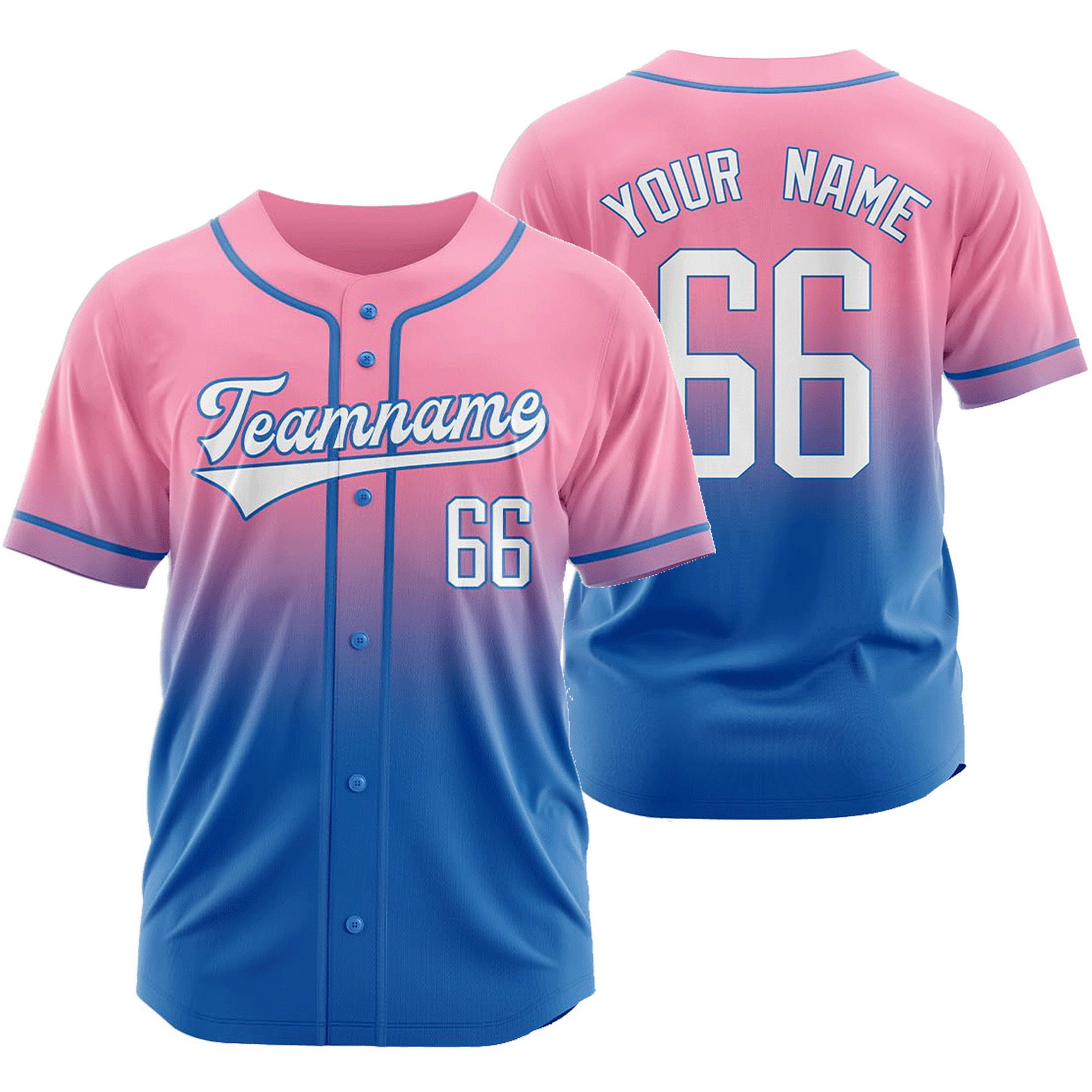 Custom Pink Blue Authentic Gradient Jersey Mesh Softball Shirt