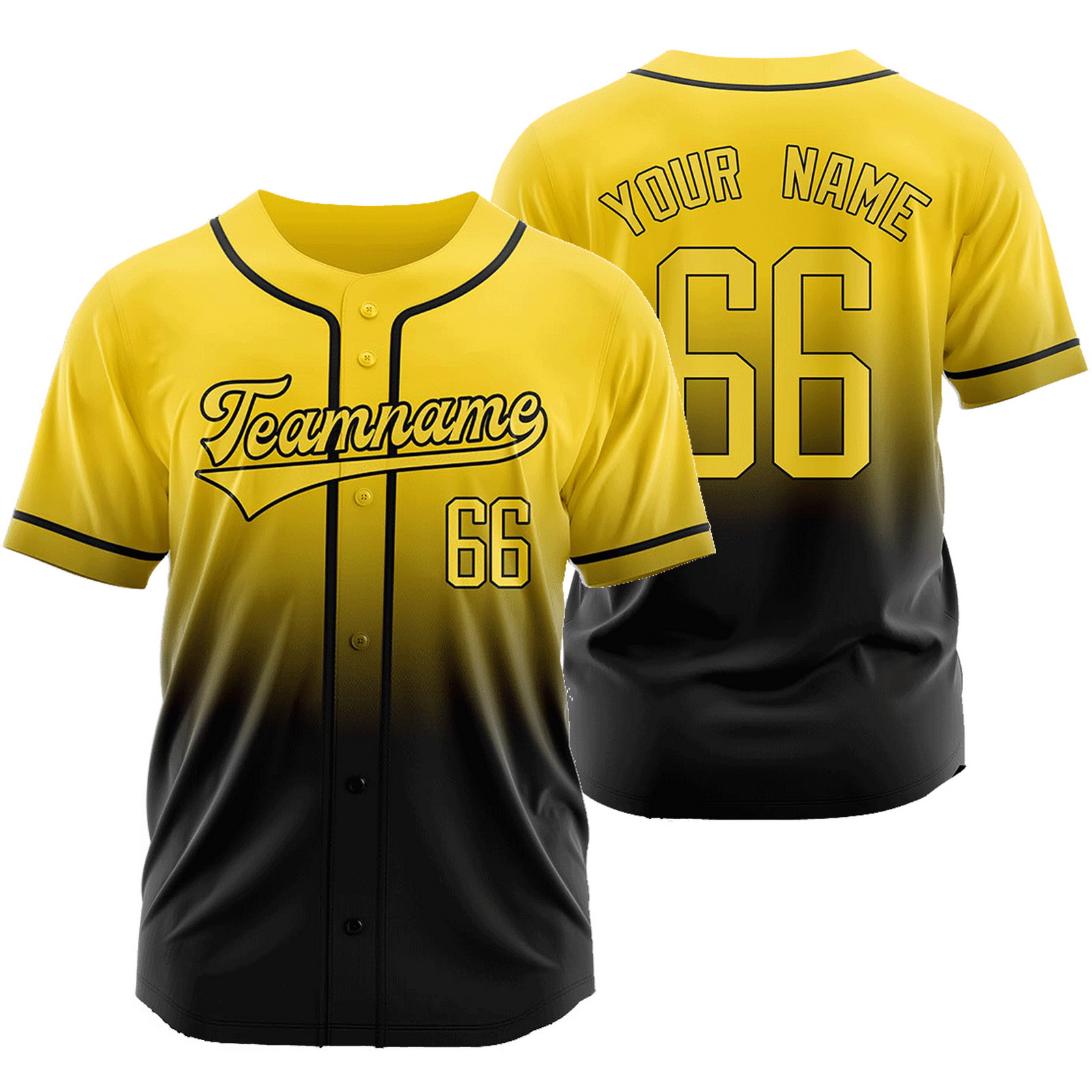 Custom Gold Black Gradient Jersey Mesh Softball Shirt