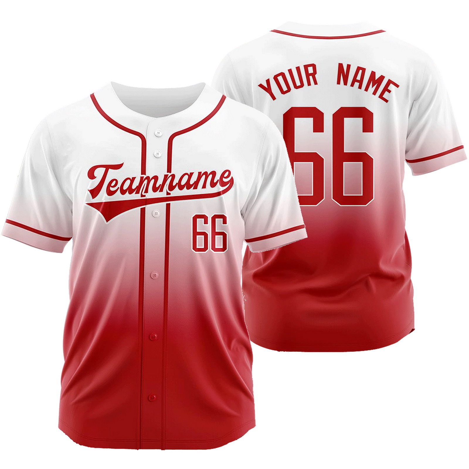 Custom White Red Gradient Jersey Mesh Softball Shirt