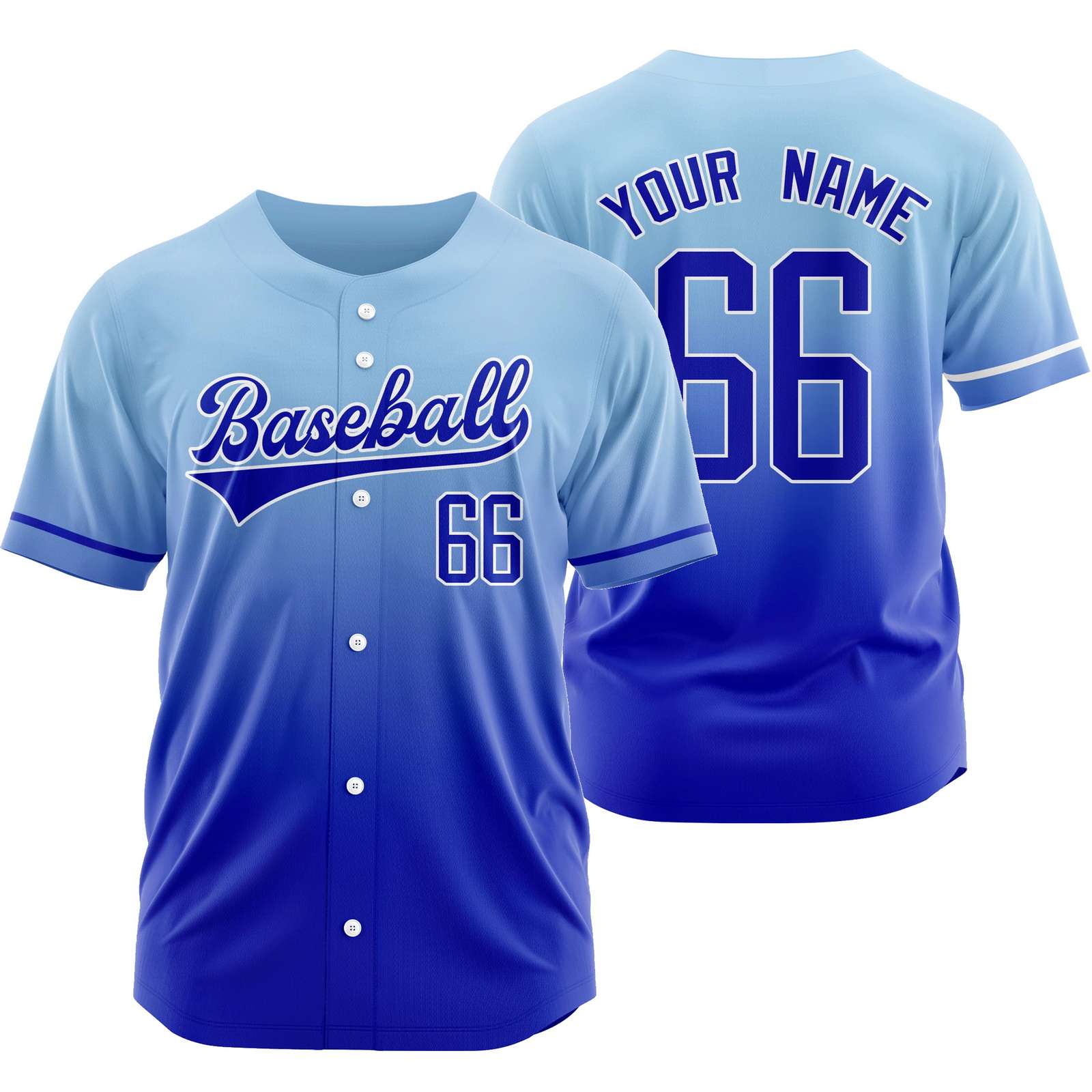 Custom Blue Blue Gradient Jersey Mesh Softball Shirt