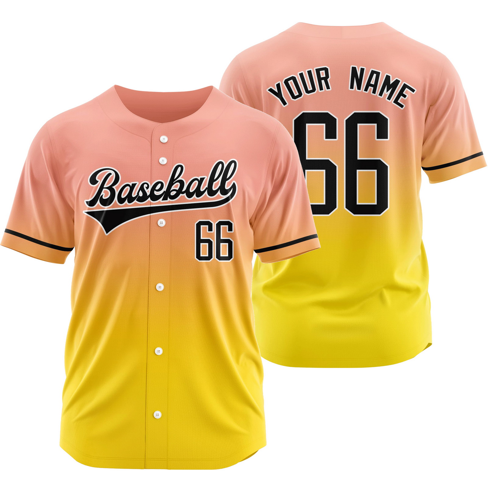 Custom Orange Yellow Gradient Jersey Mesh Softball Shirt