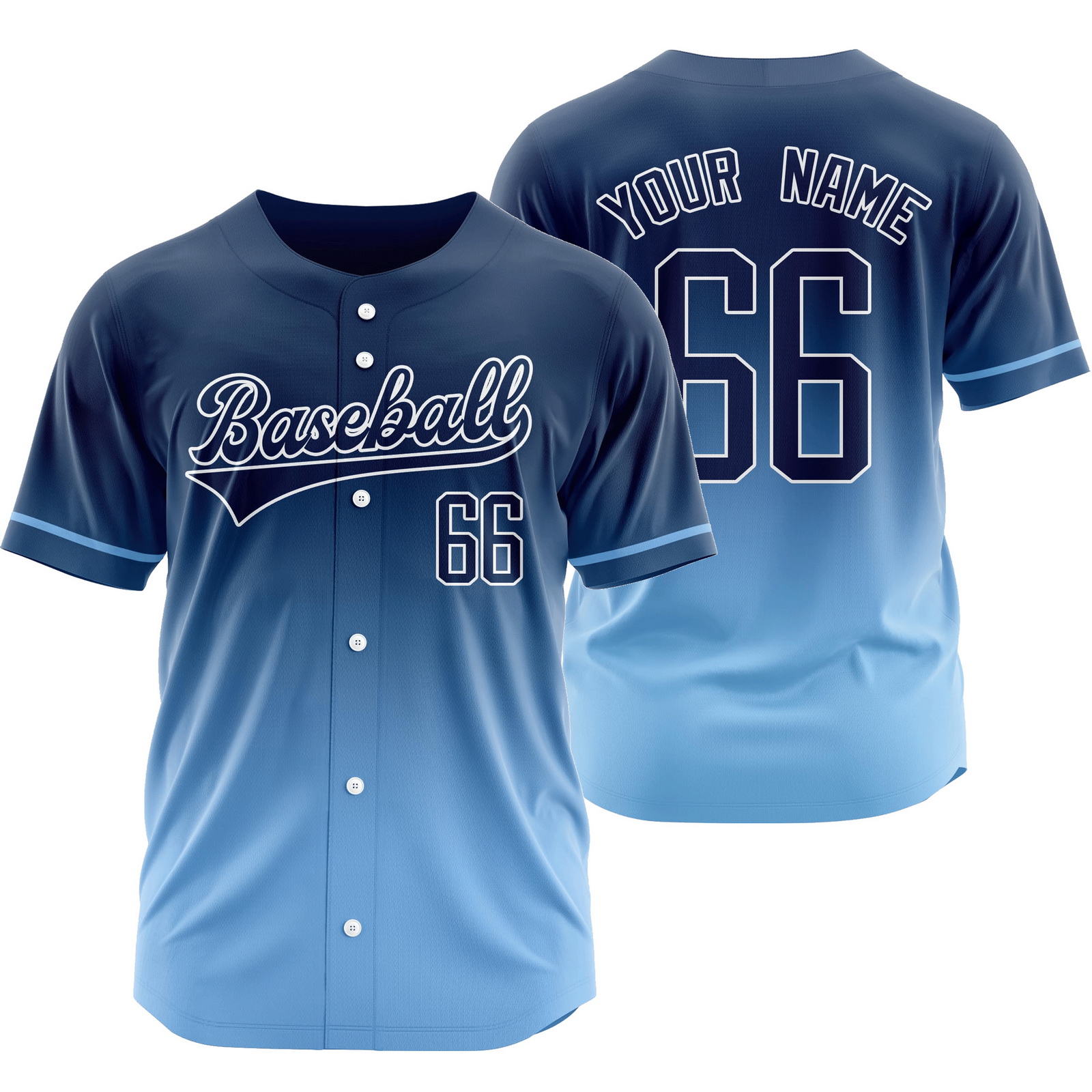 Custom Navy Blue Gradient Jersey Mesh Softball Shirt
