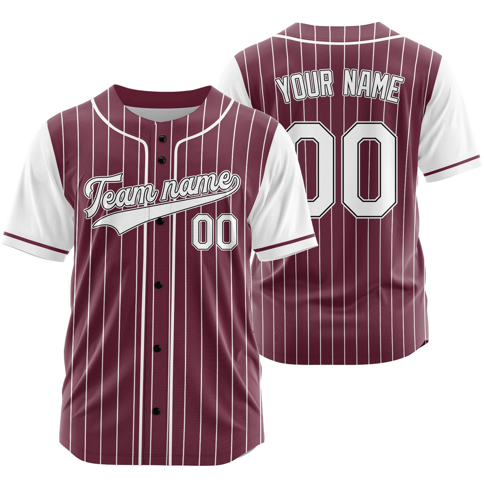 Custom Maroon Striped Baseball Jersey Team Softball Shirt