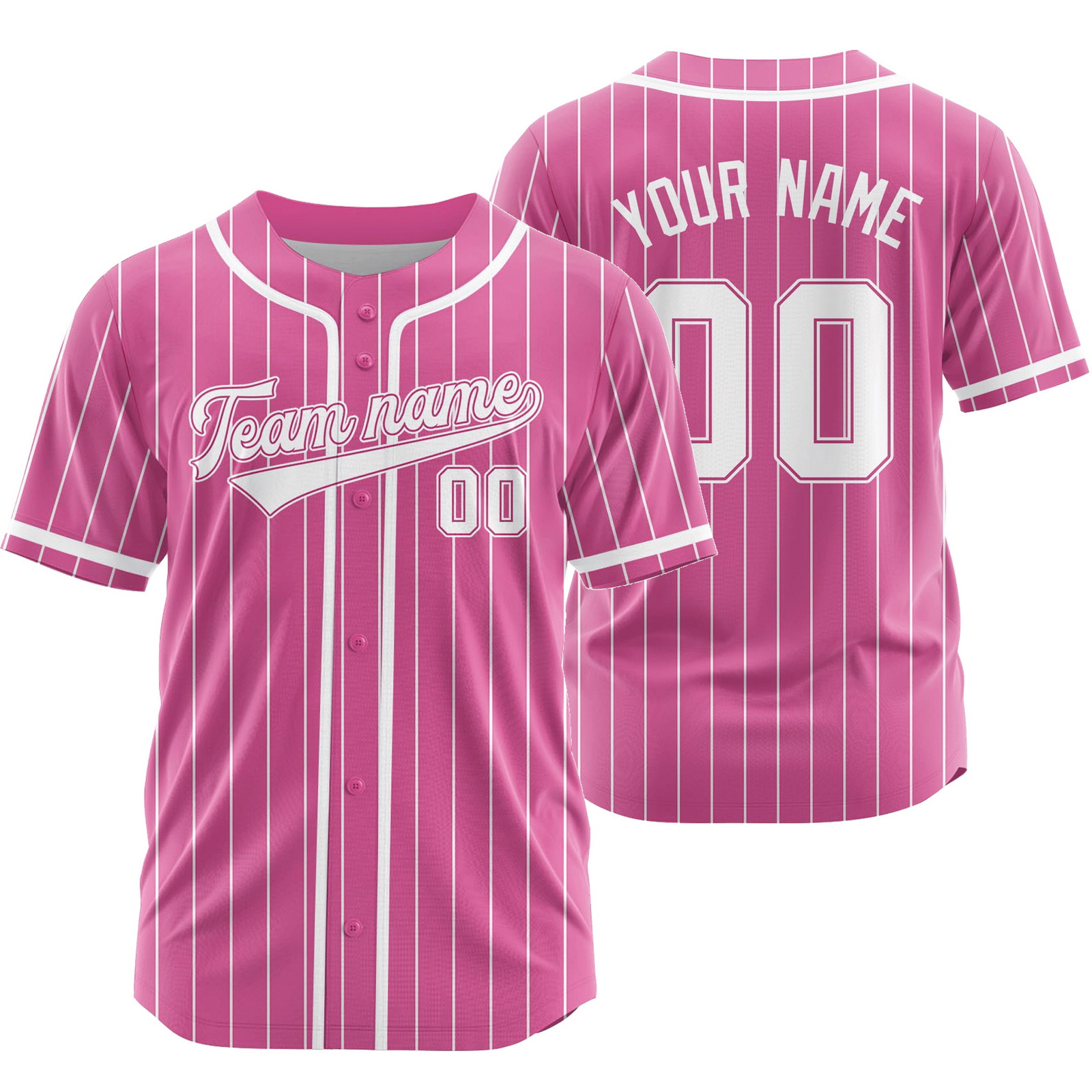 Custom Pink February Striped Baseball Jersey Team Softball Shirt
