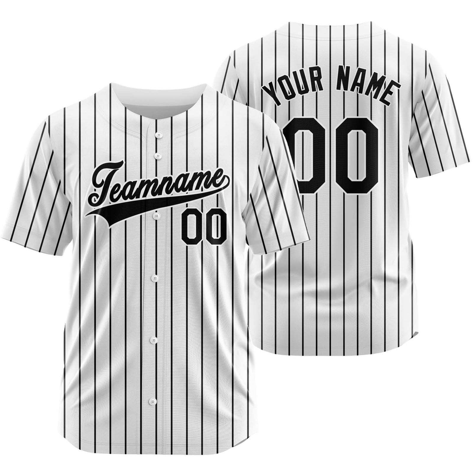 Custom White Black Authentic Striped Baseball Jersey Sport Shirt
