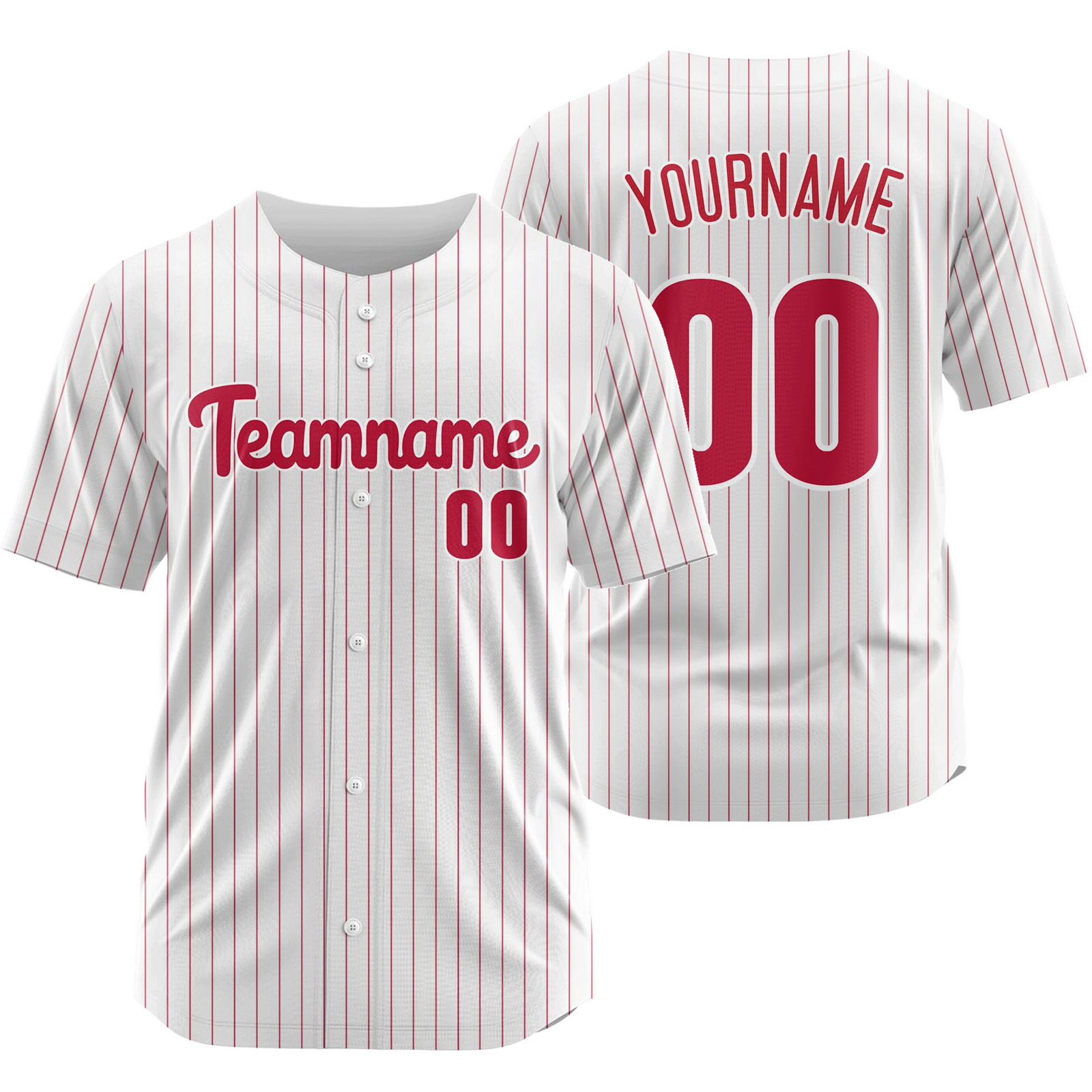 Custom White Red Fashion Striped Baseball Jersey Softball Shirt