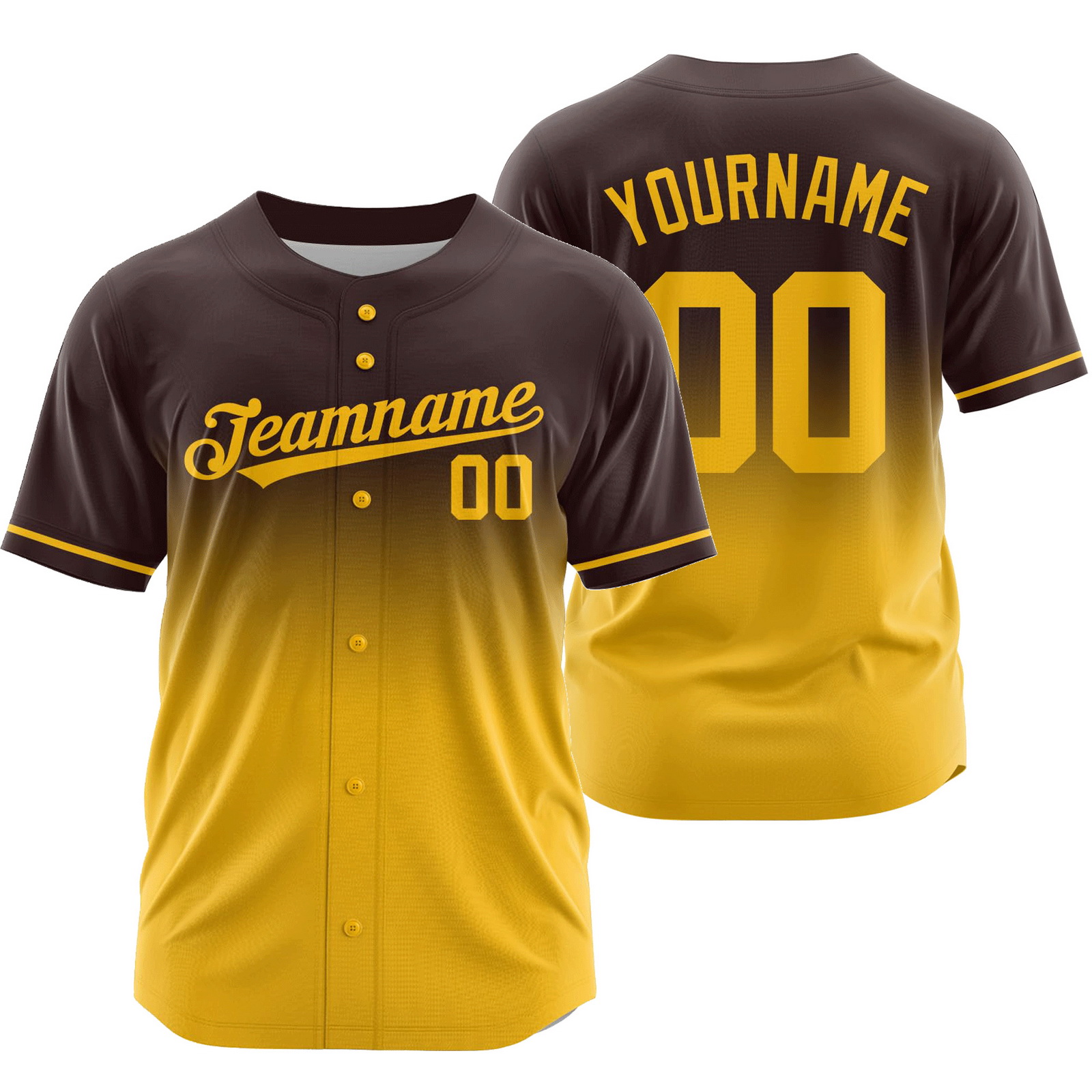 Custom Gray Yellow Gradient Baseball Jersey Authentic Shirt