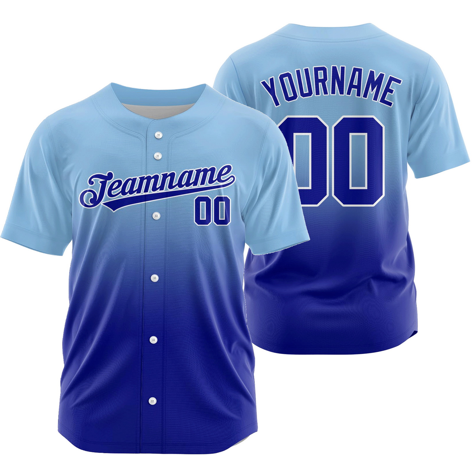 Custom Blue Blue Gradient Baseball Jersey Authentic Shirt