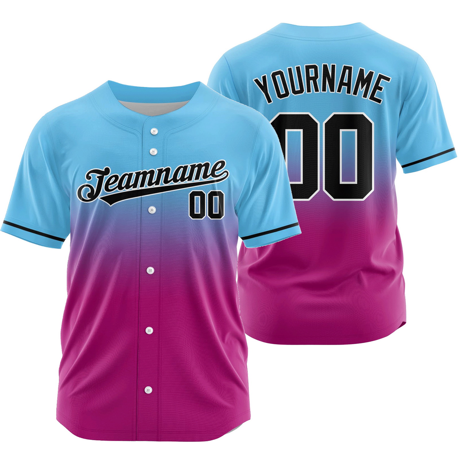 Custom Blue Pink Gradient Baseball Jersey Authentic Shirt
