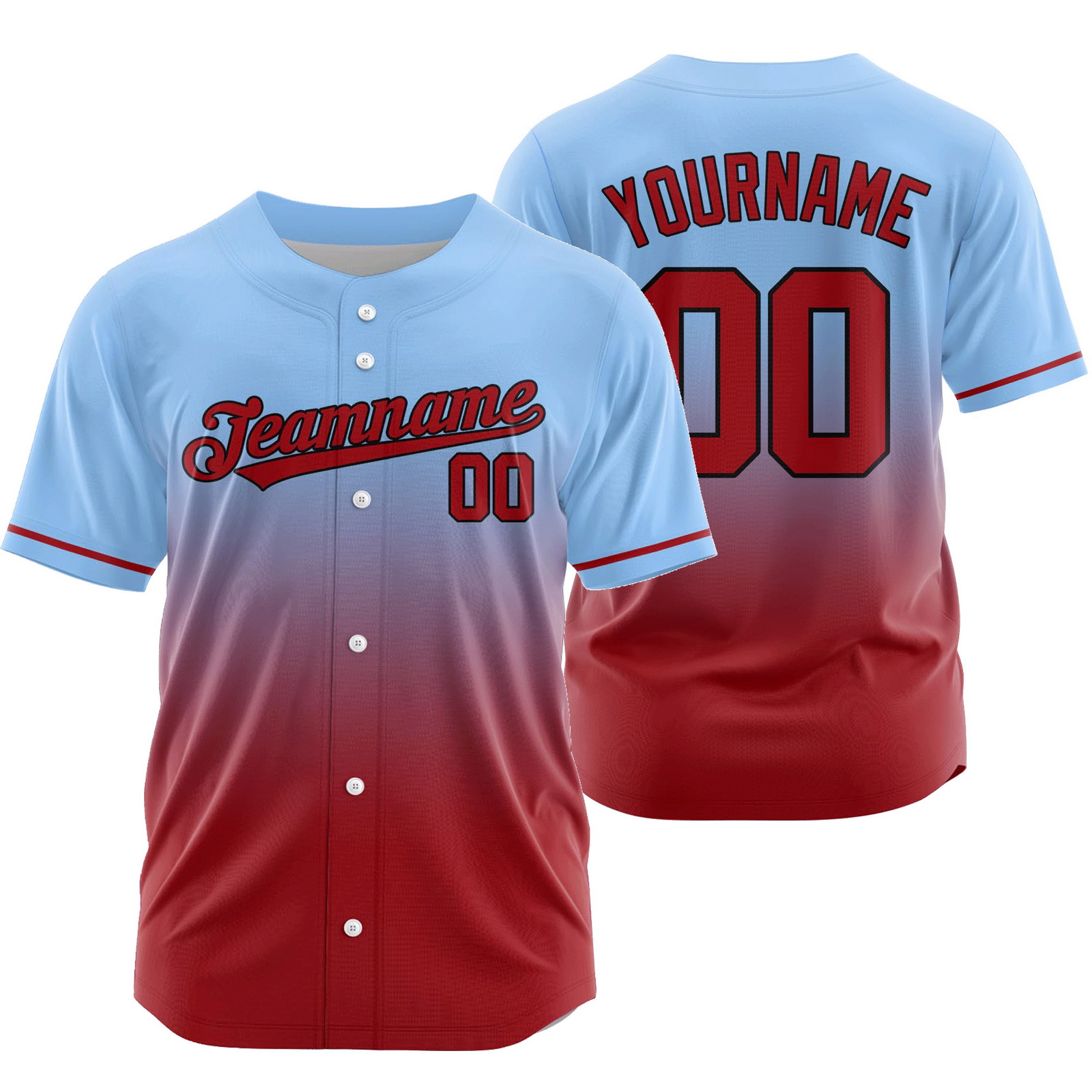 Custom Blue Red Gradient Baseball Jersey Authentic Shirt