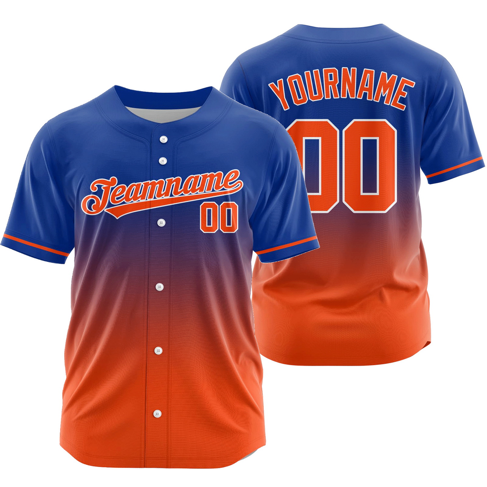Custom Blue Orange Gradient Baseball Jersey Authentic Shirt