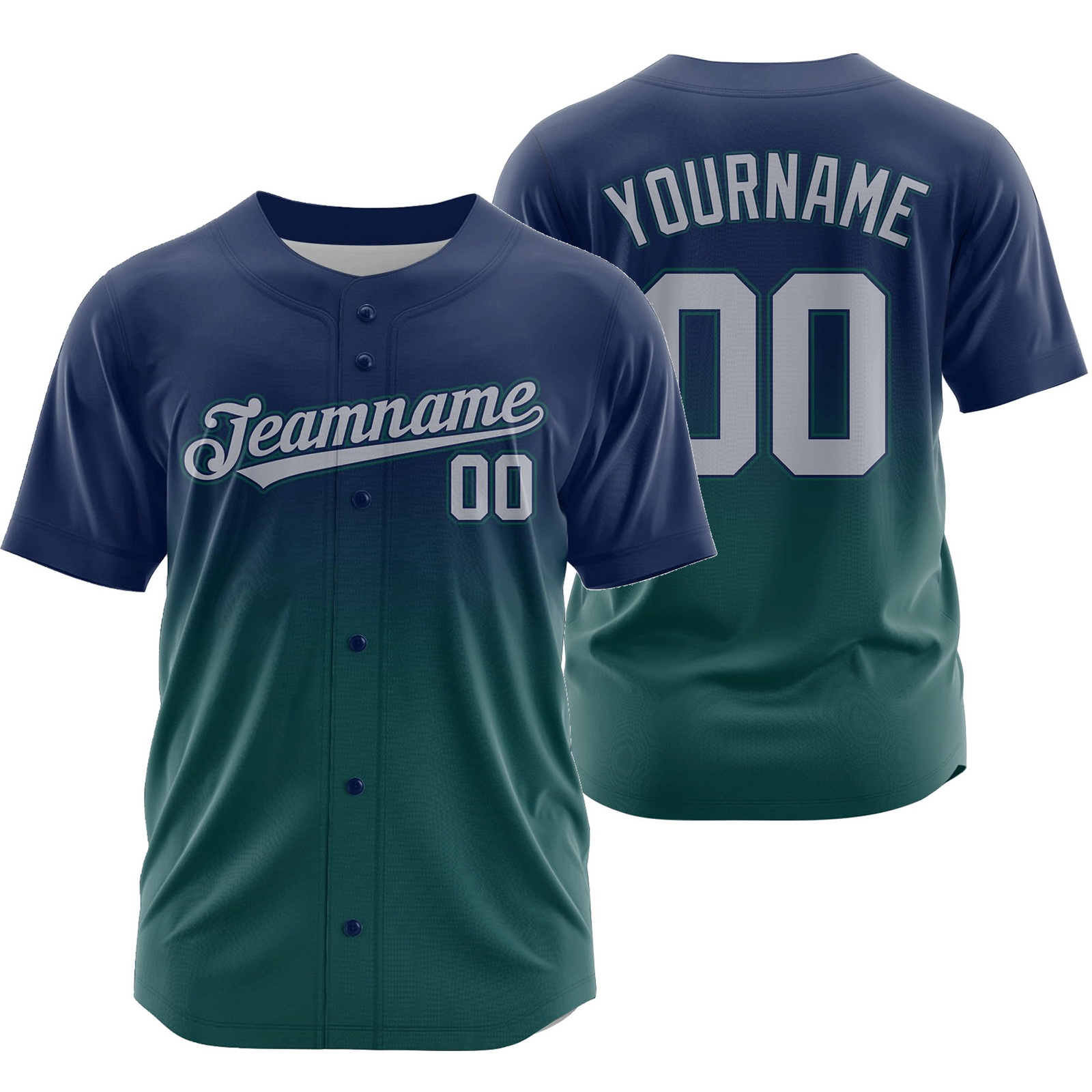 Custom Gray Green Gradient Baseball Jersey Authentic Shirt