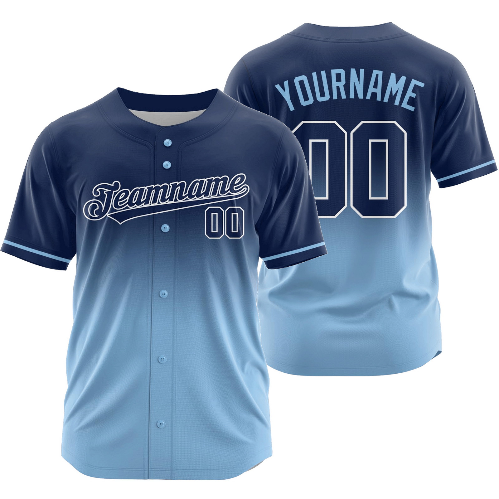 Custom Navy Blue Gradient Baseball Jersey Authentic Shirt