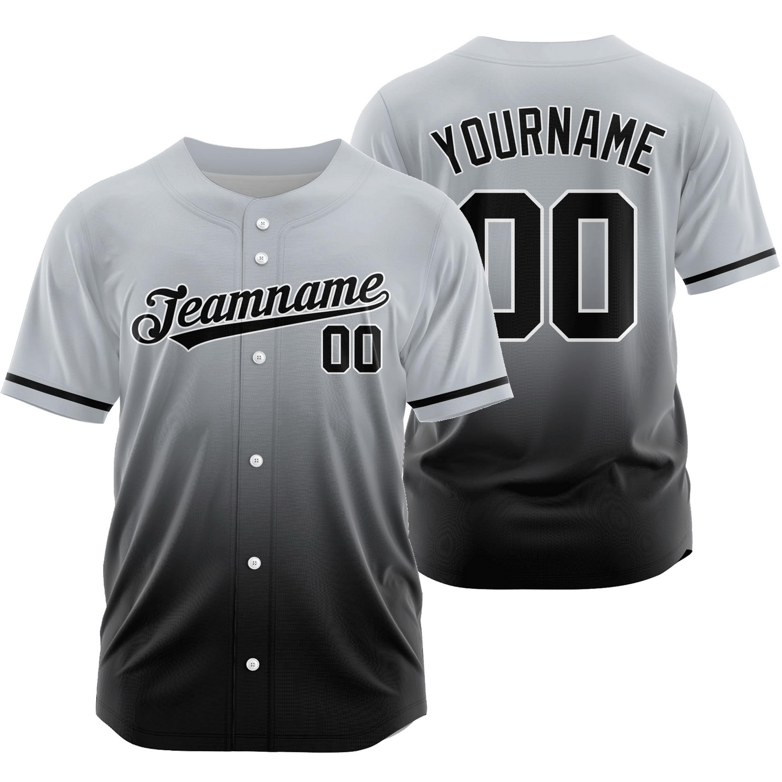 Custom Grey Black Gradient Baseball Jersey Authentic Shirt