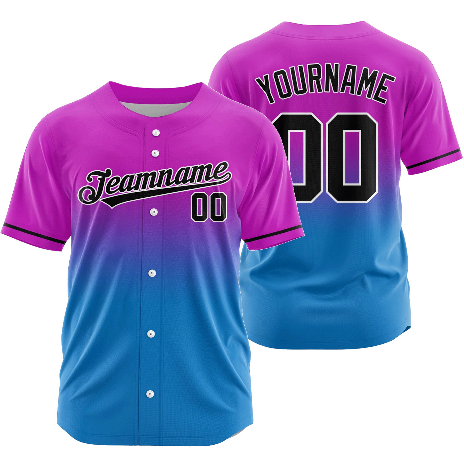 Custom Purple Blue Gradient Baseball Jersey Authentic Shirt