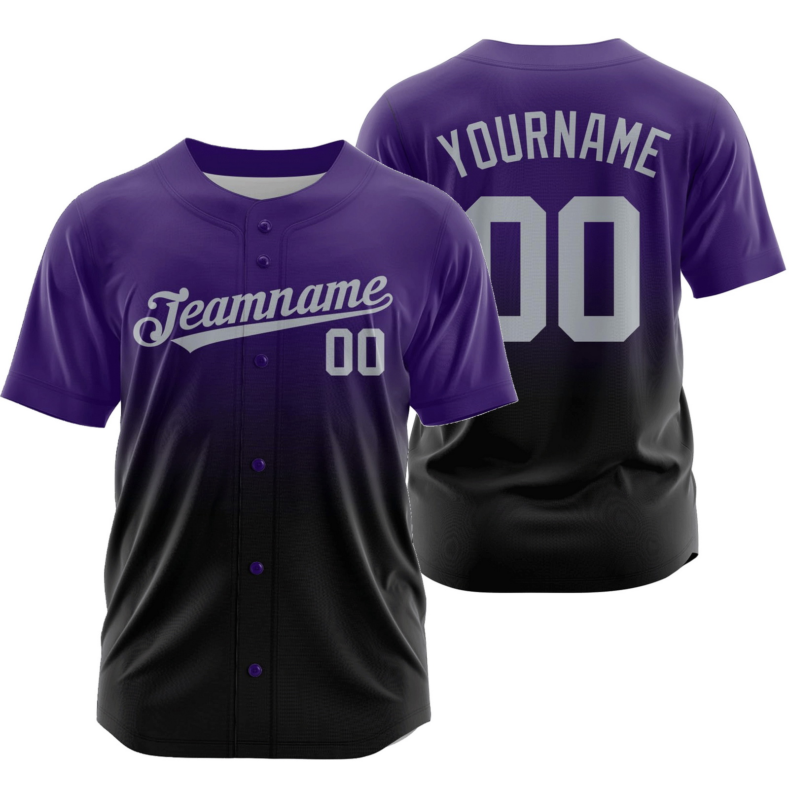 Custom Purple Black Gradient Baseball Jersey Authentic Shirt