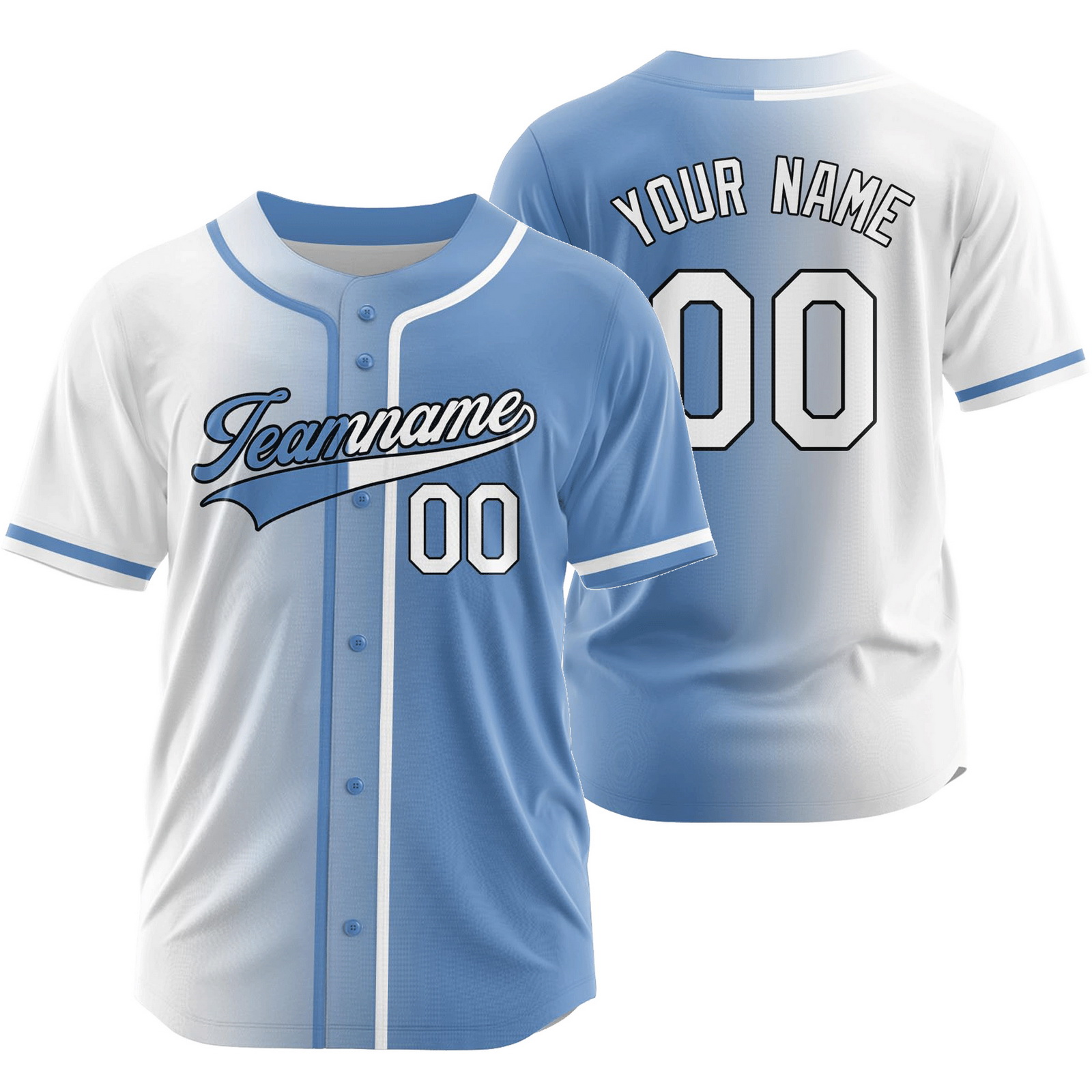 Custom White Blue Birthday Gradient Jersey Fashion Shirt