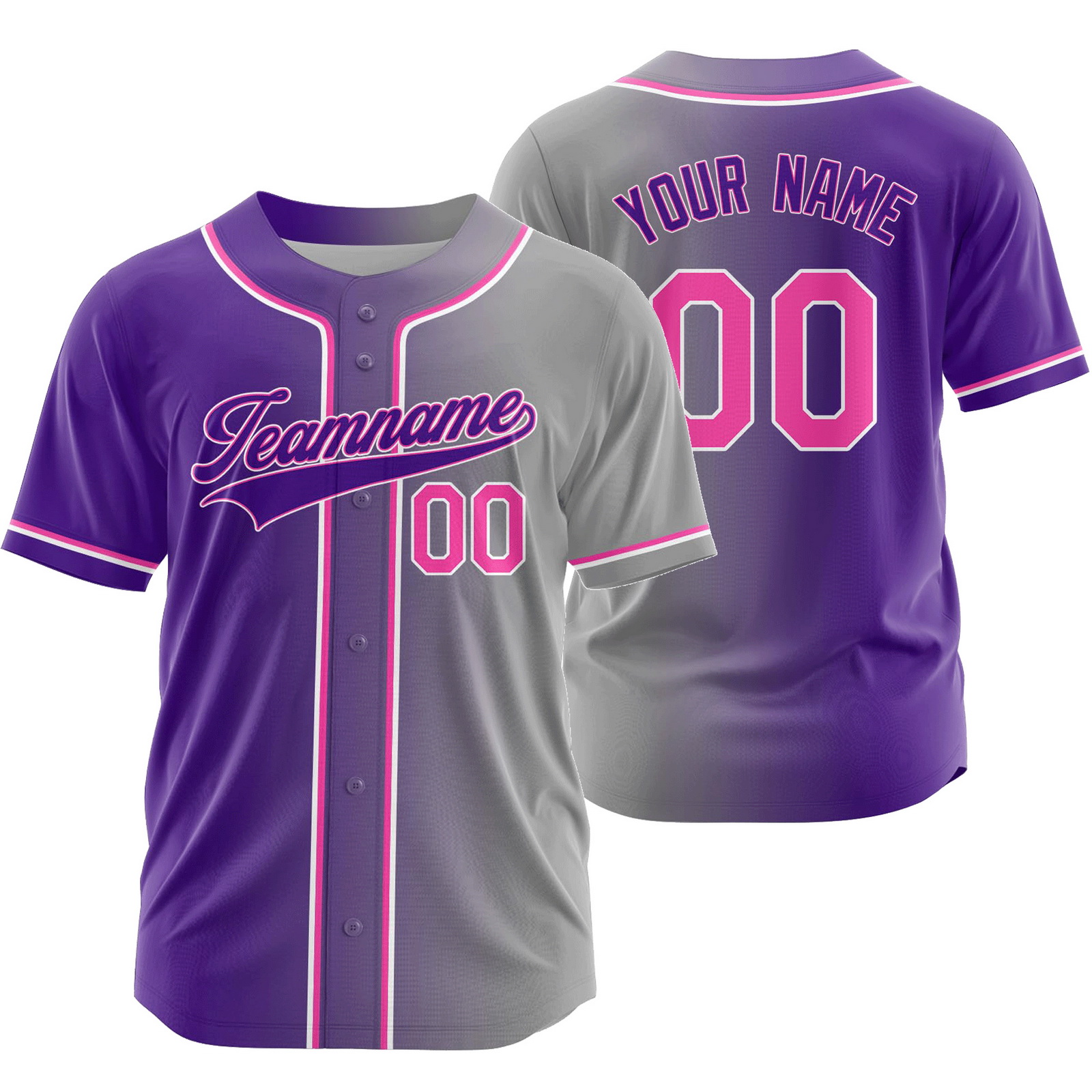 Custom Purple Gray Gradient Baseball Jersey Fashion Shirt