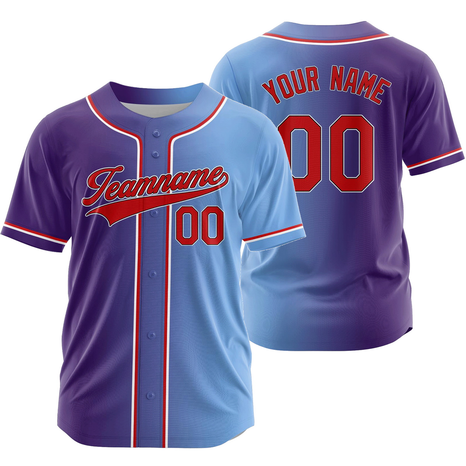 Custom Purple Blue Polyester Gradient Jersey Fashion Shirt