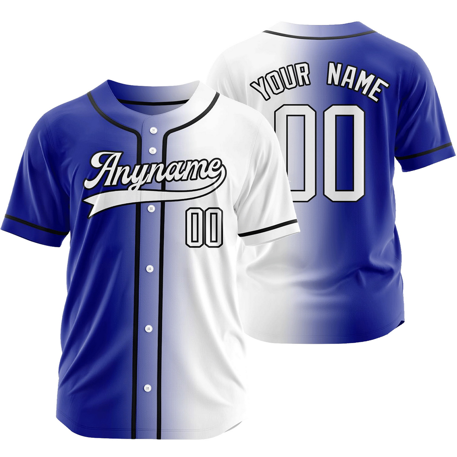 Custom Blue White Gradient Baseball Jersey Team Shirt