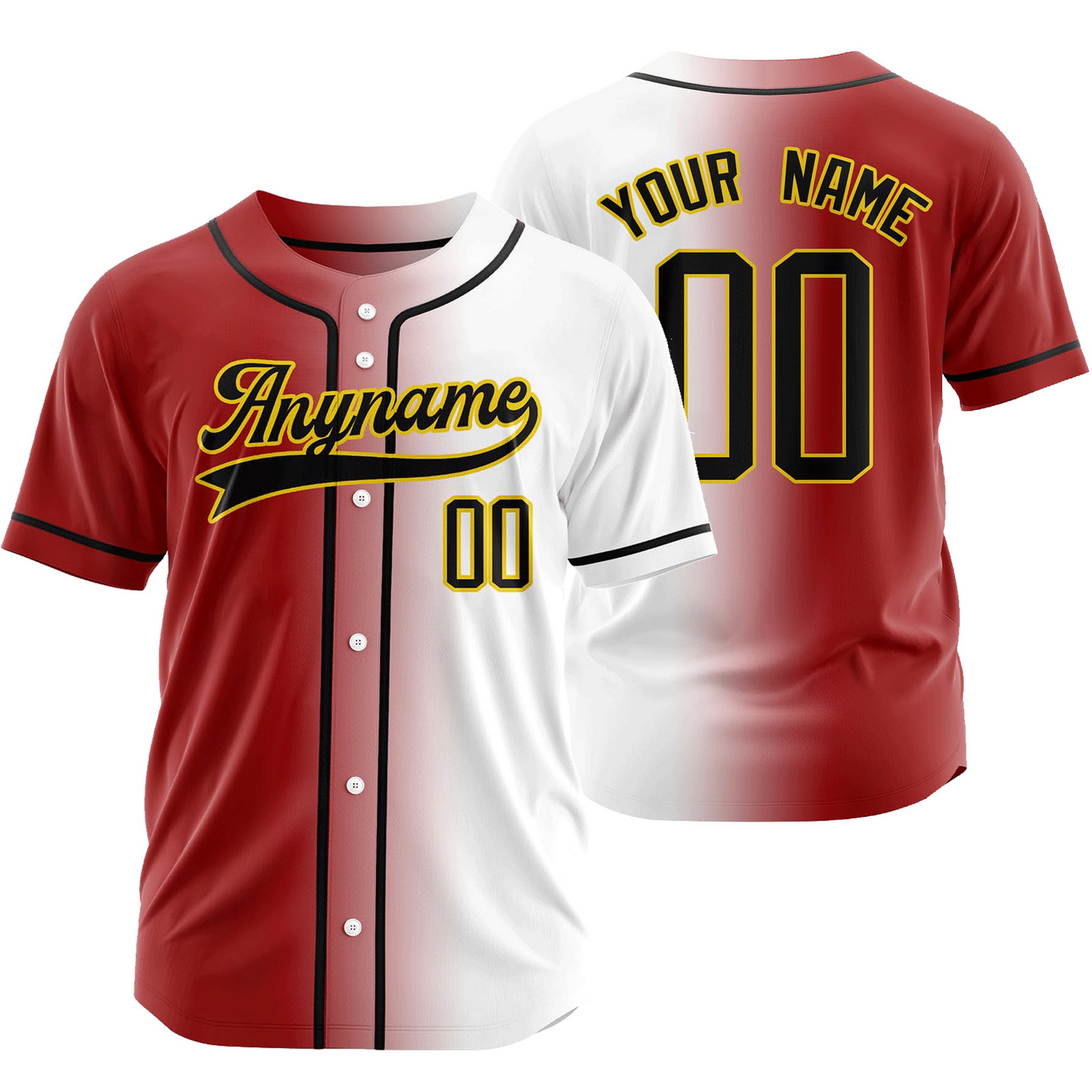 Custom Red White Gradient Baseball Jersey Team Shirt