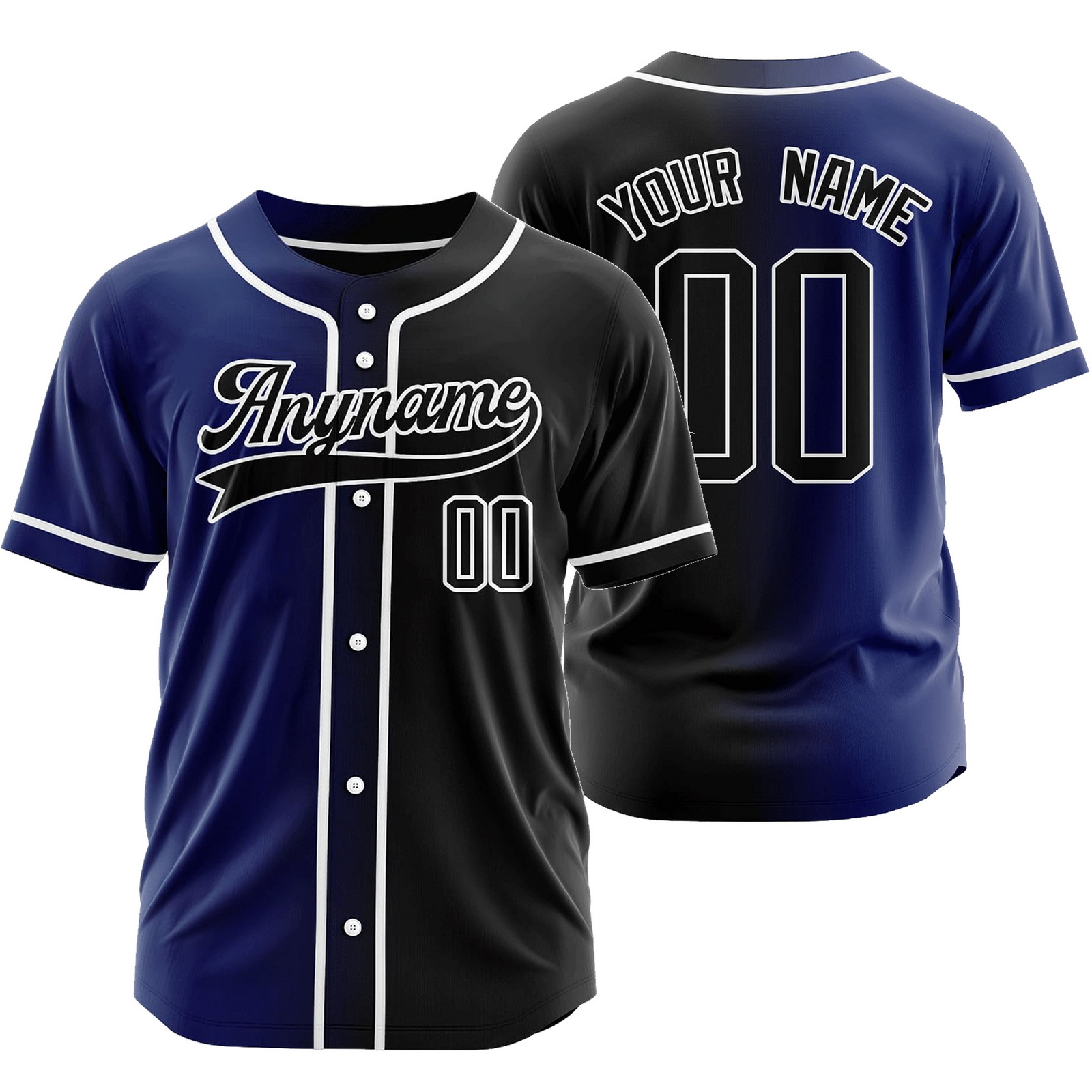 Custom Purple Black Gradient Baseball Jersey Team Shirt