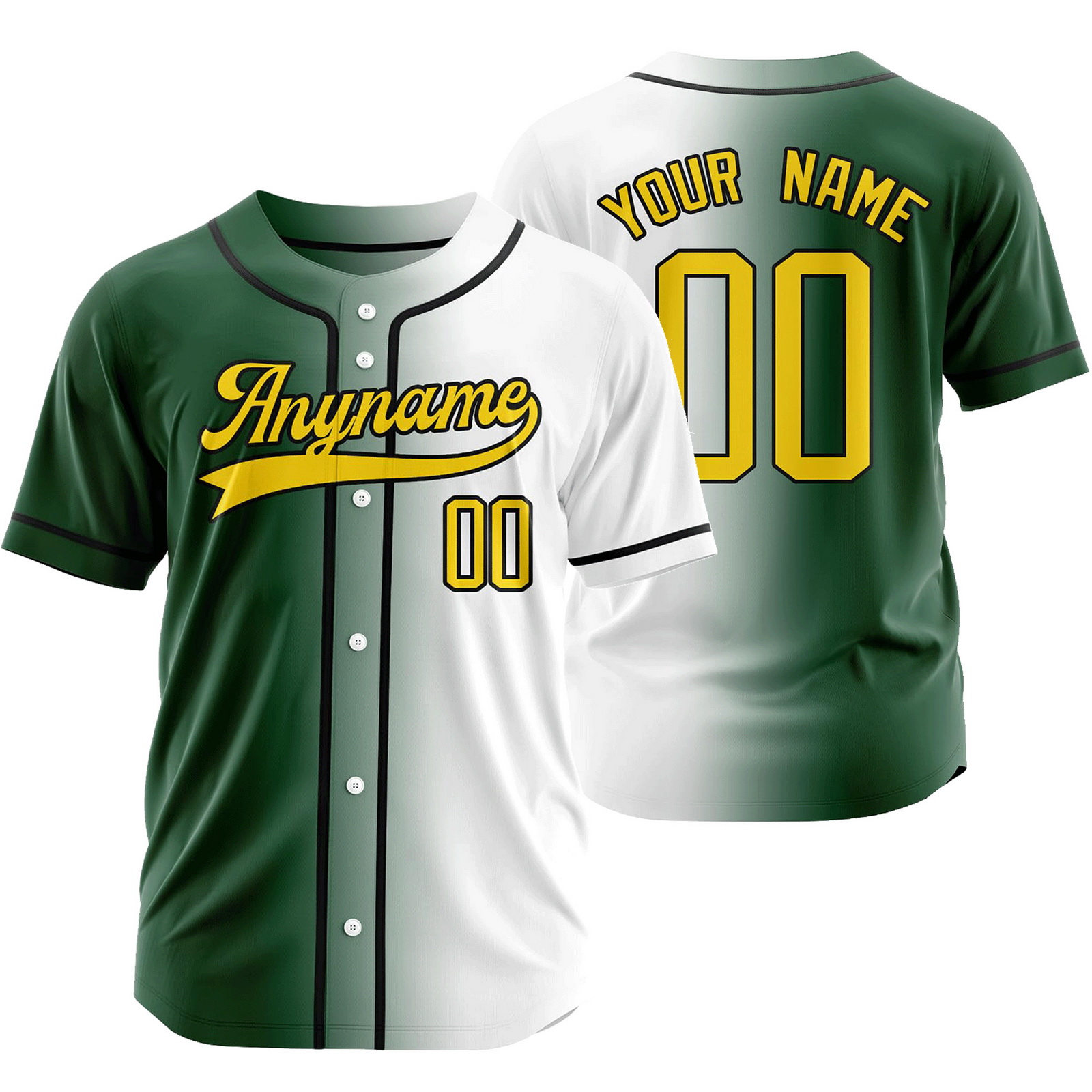 Custom Green White Fashion Gradient Jersey Team Shirt