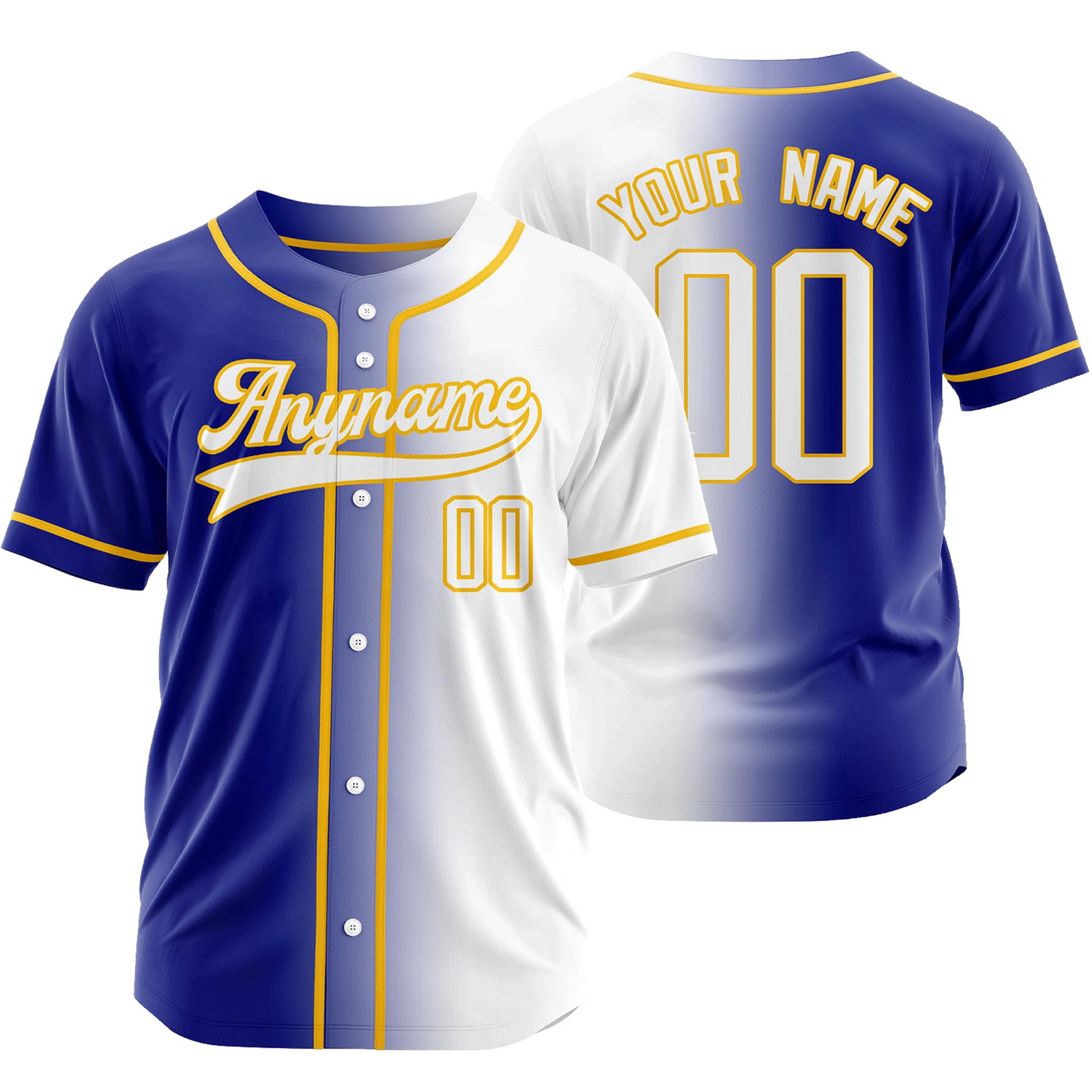 Custom Purple White Gradient Baseball Jersey Team Shirt