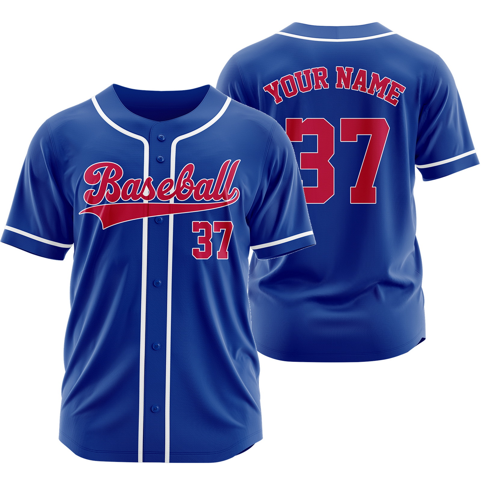 Custom Blue Red Plain Baseball Jersey Fashion Shirt