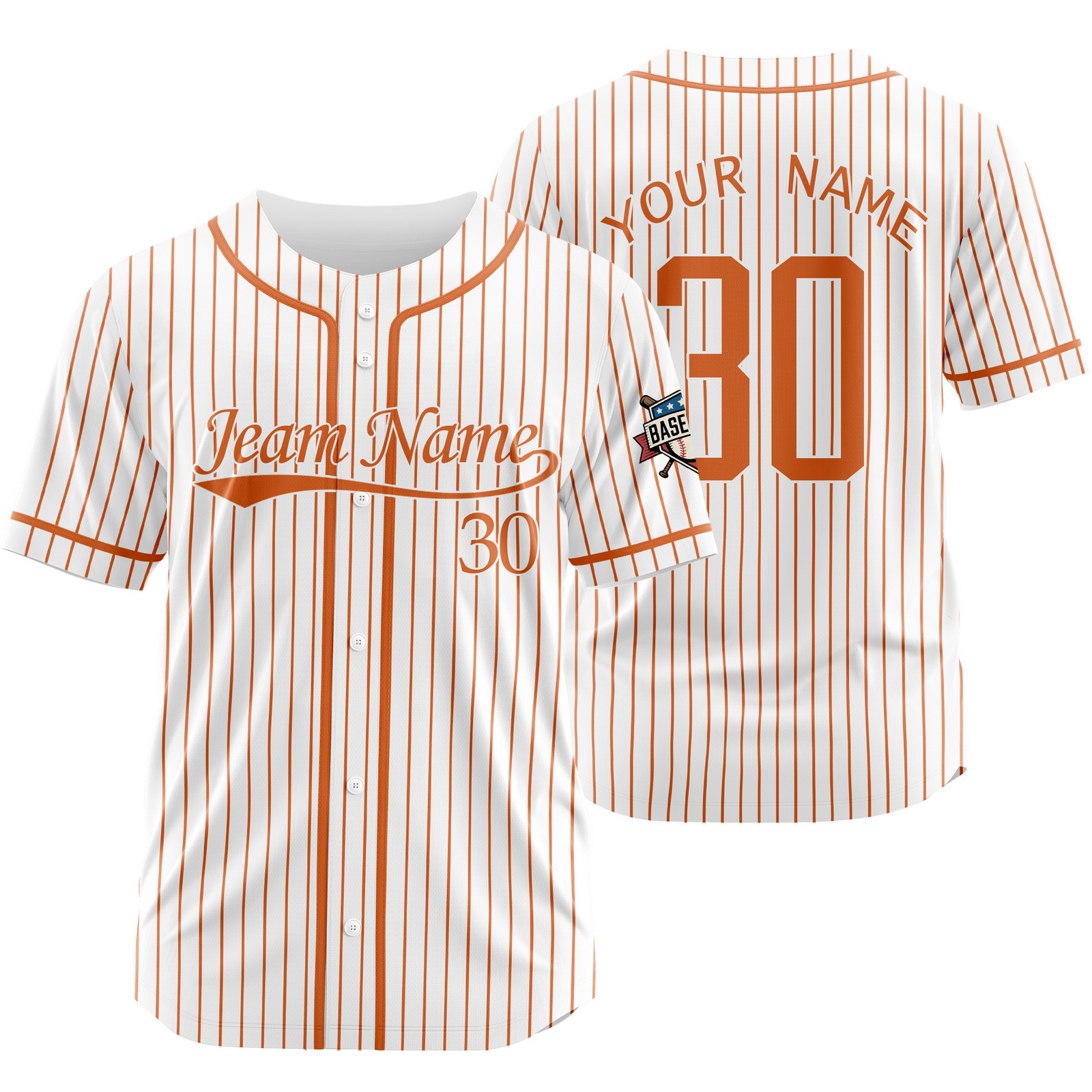 Custom White Orange August Pinstripe Jersey for Men Women
