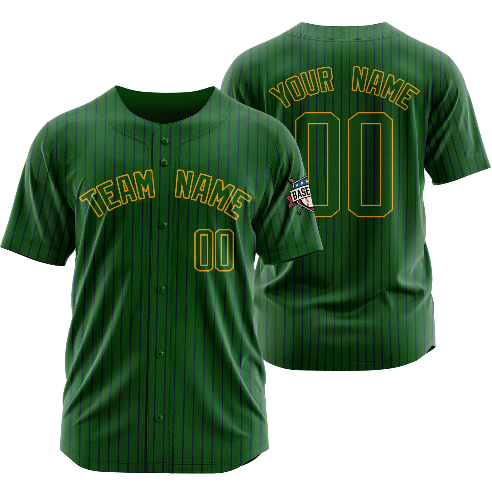 Custom Green Green Pinstripe Baseball Jersey Sports Uniform