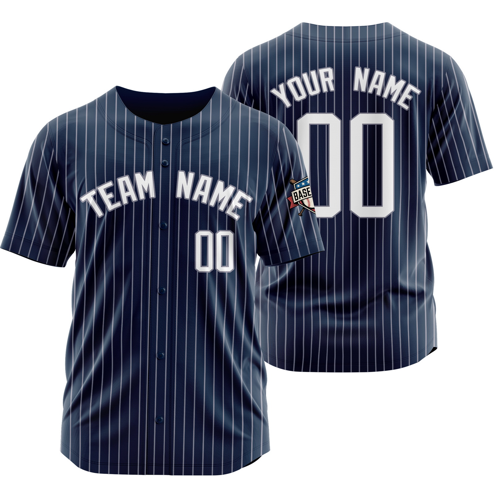 Custom Navy White Pinstripe Baseball Jersey Sports Uniform