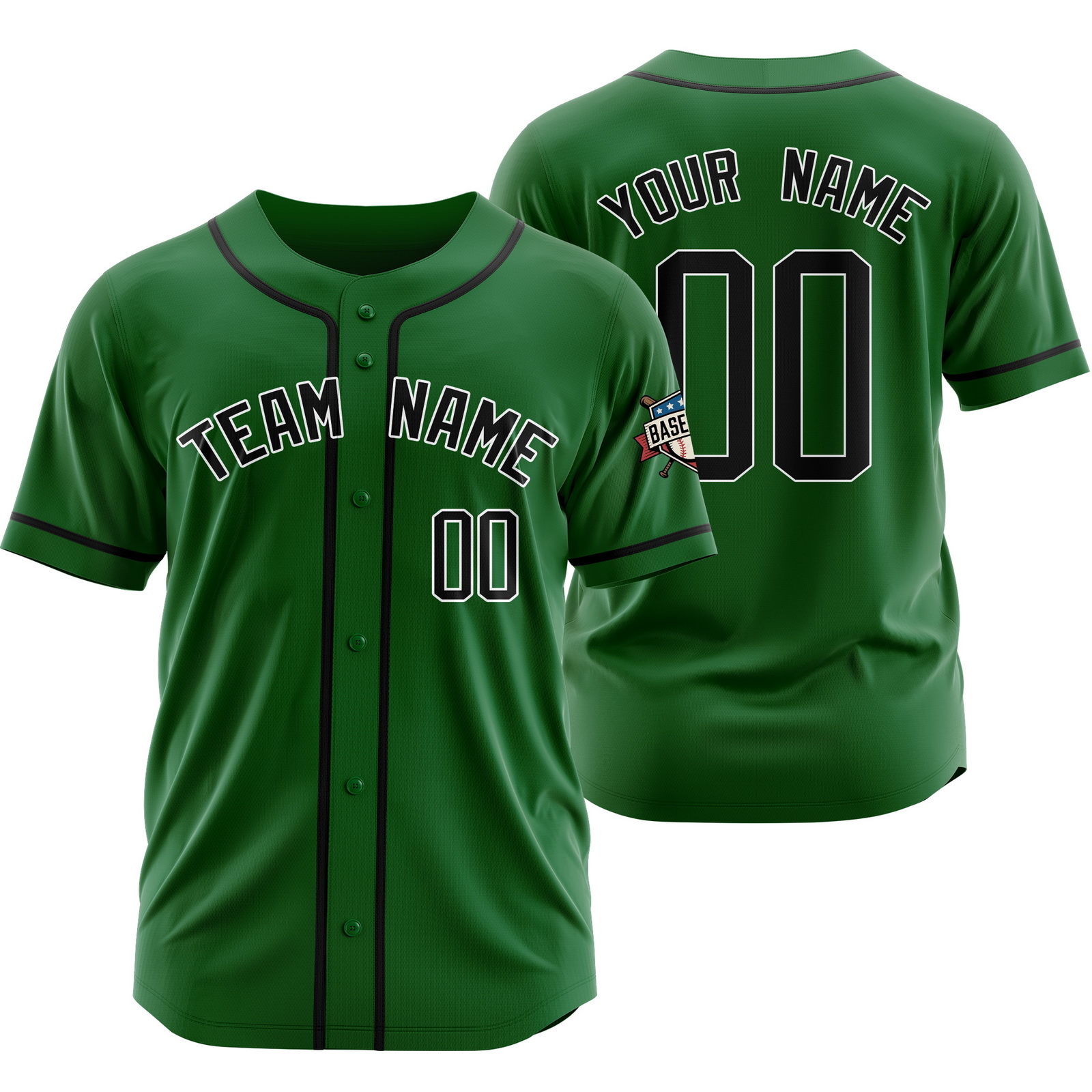 Custom Green Black Baseball Jersey for Men Women Youth
