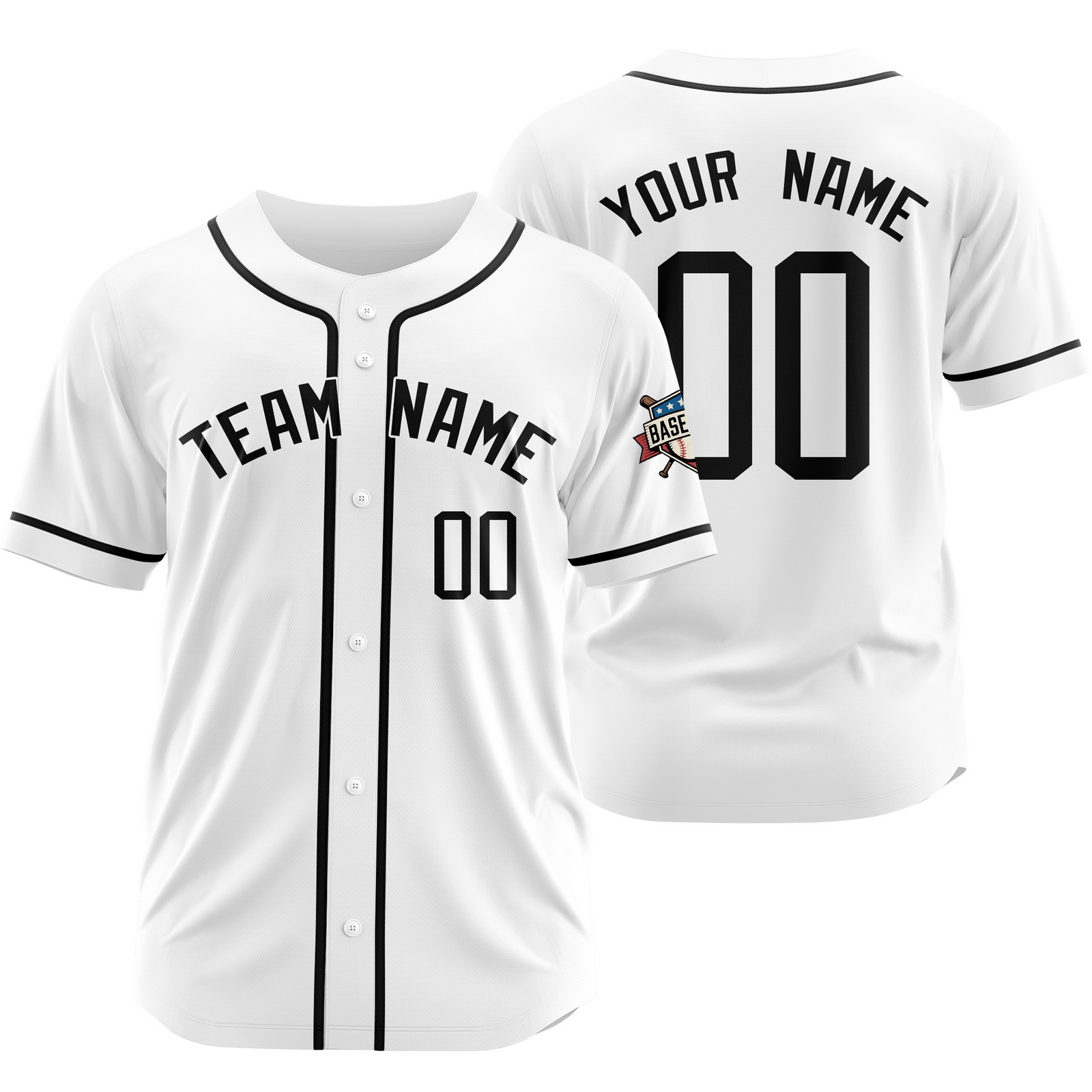 Custom White Black Baseball Jersey for Men Women Youth