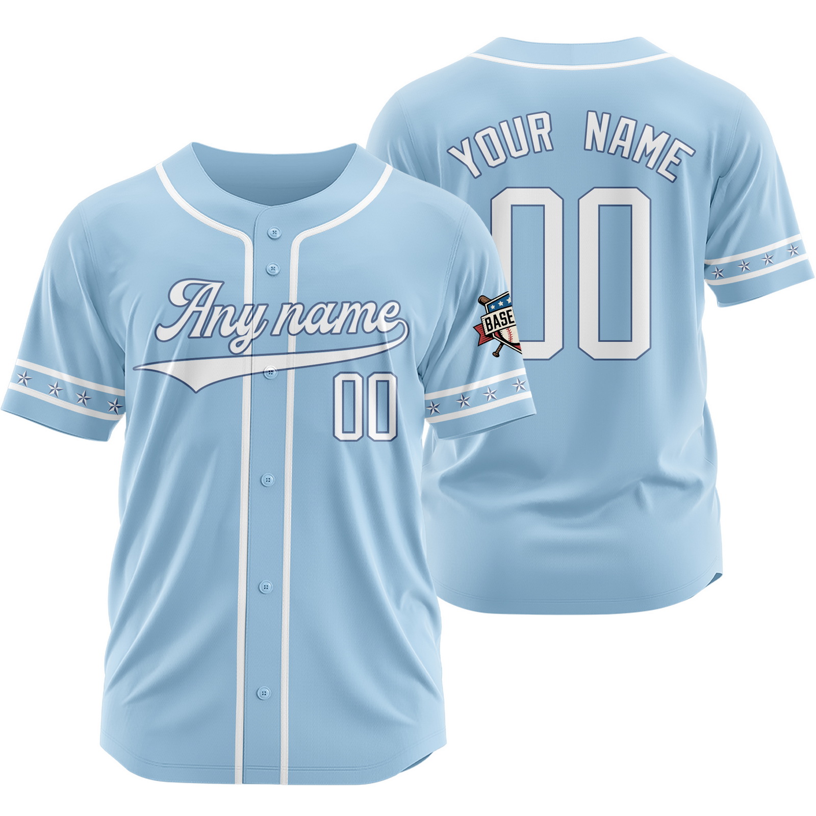 Custom Blue White Baseball Jersey for Men Women Youth