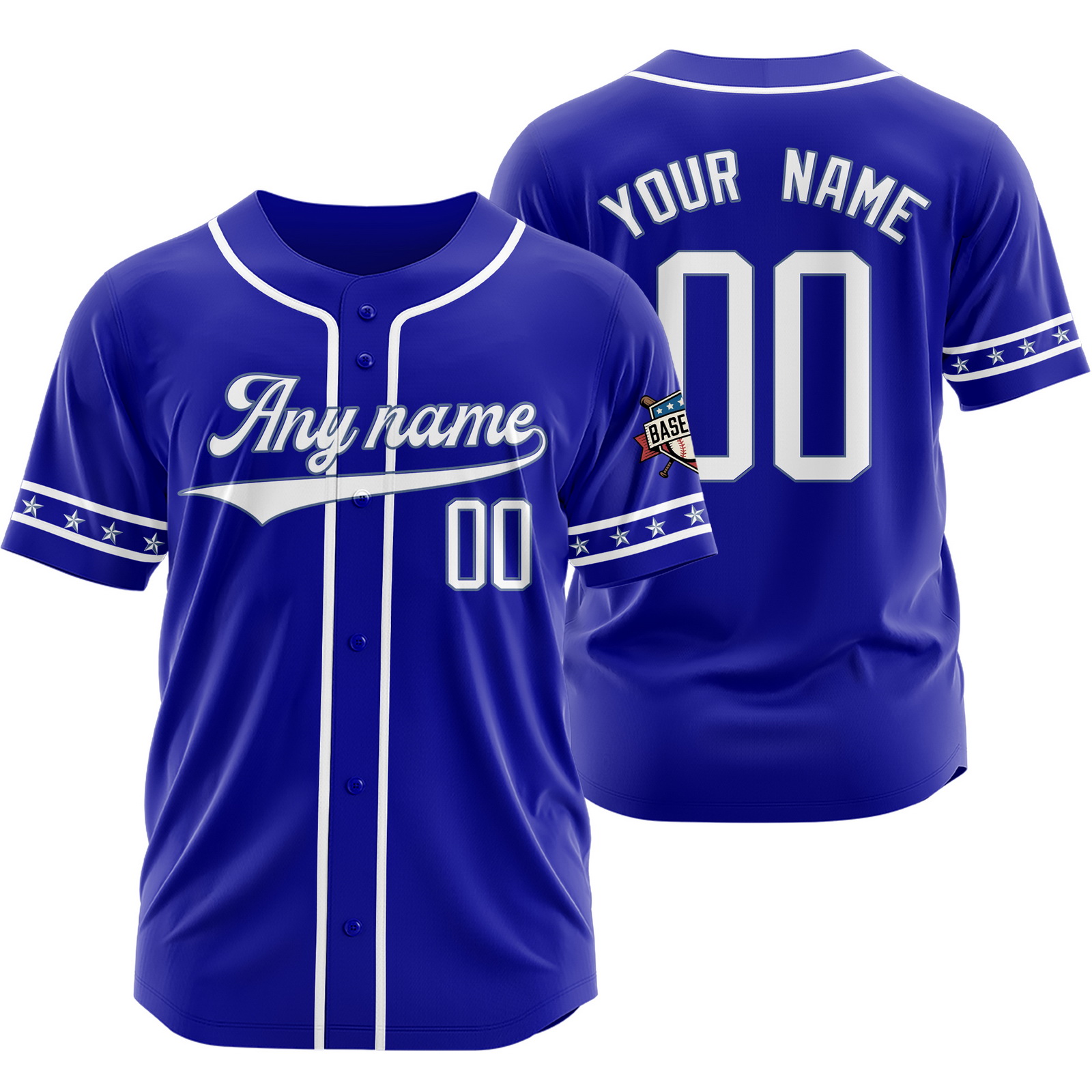 Custom Blue White V-Neck Baseball Jersey for Men Women Youth