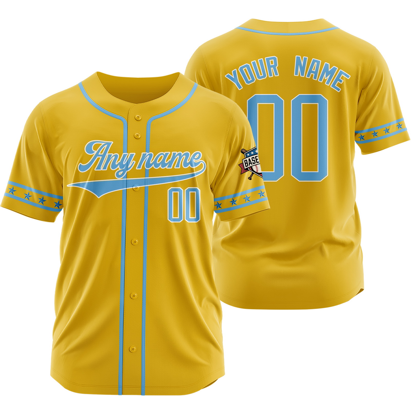 Custom Yellow Blue Baseball Jersey for Men Women Youth