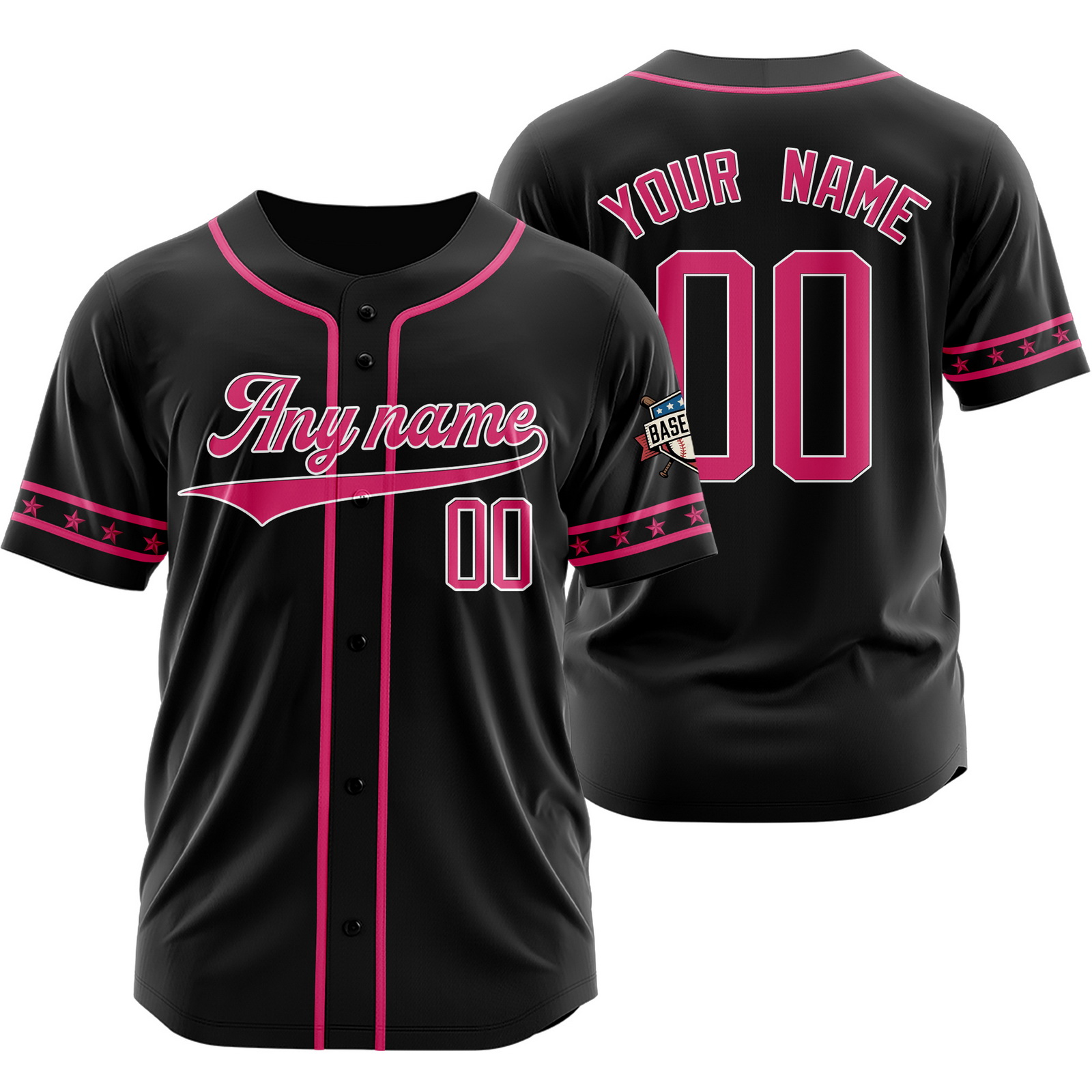 Custom Black Pink Baseball Jersey for Men Women Youth