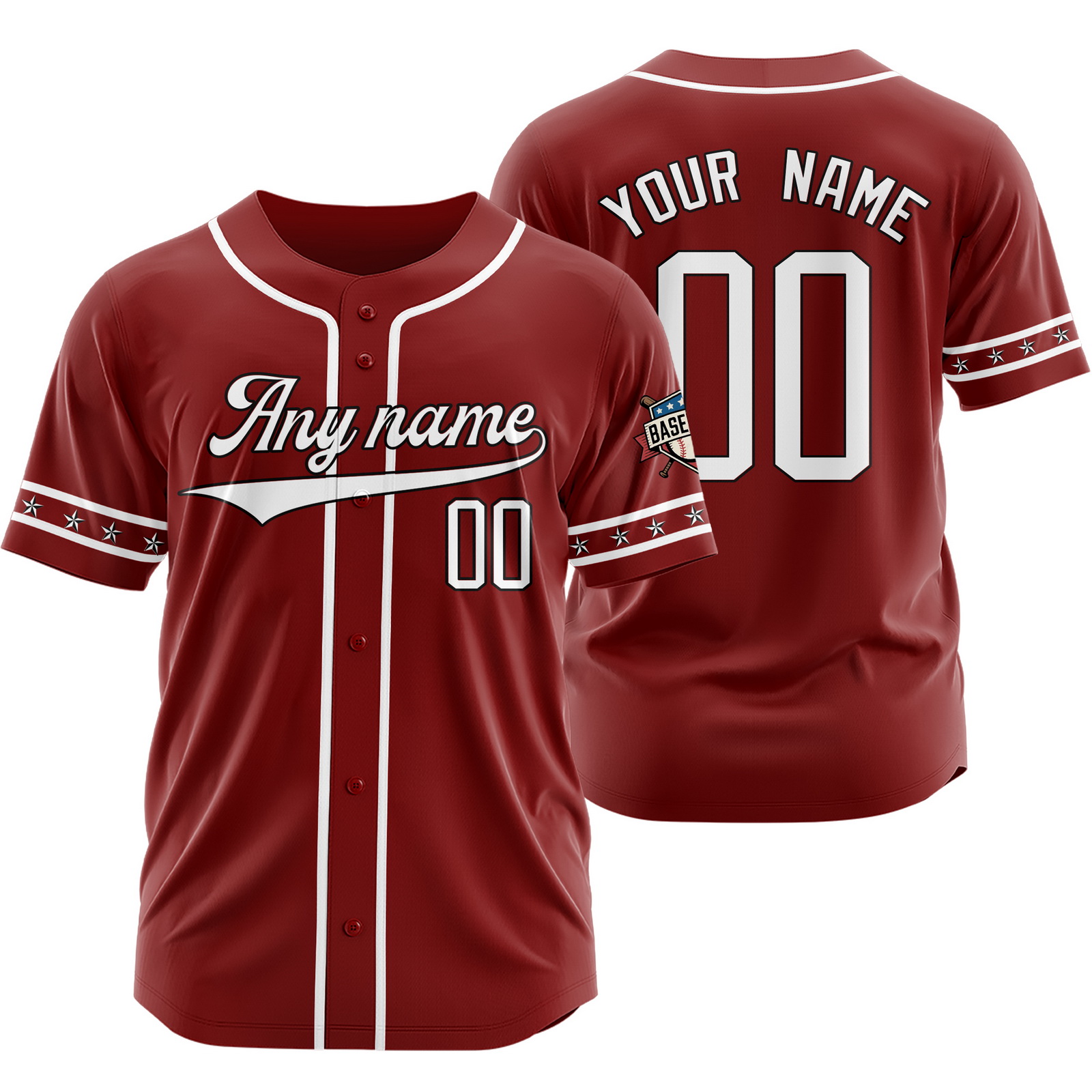 Custom Red White Polyester Baseball Jersey for Men Women Youth