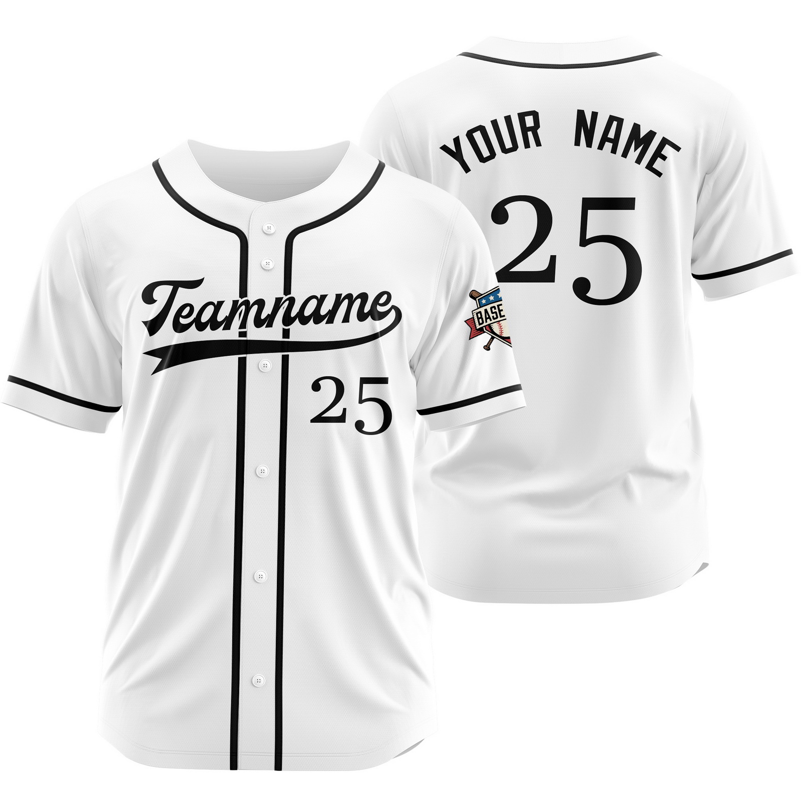 Custom White Black Indoor Baseball Jersey for Men Women Youth