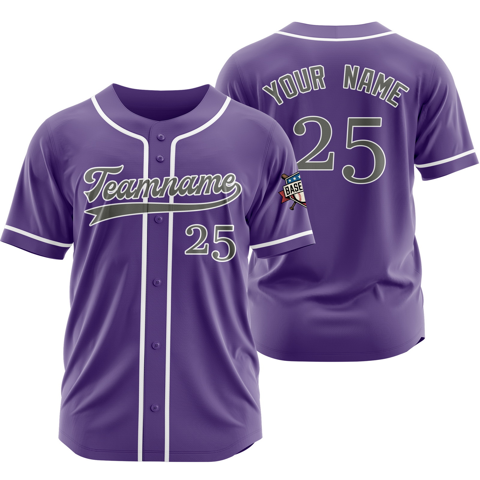 Custom Purple Grey Baseball Jersey for Men Women Youth