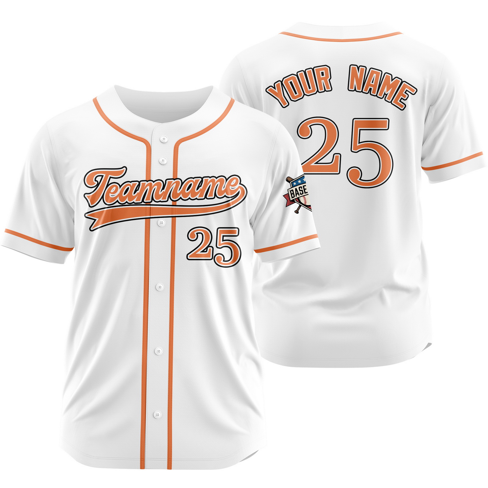 Custom White Orange Mesh Baseball Jersey for Men Women Youth