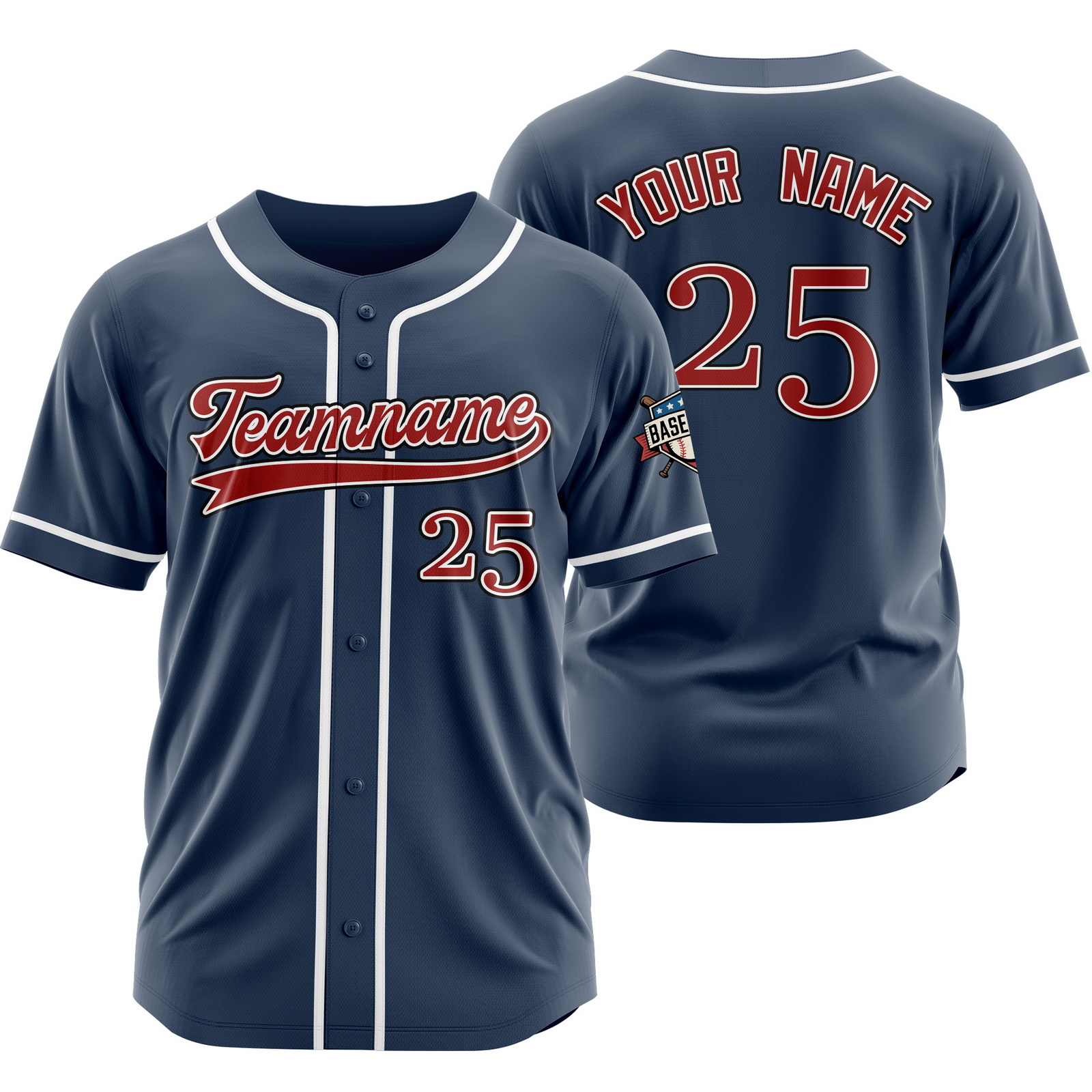 Custom Navy Red Outdoor Baseball Jersey for Men Women Youth