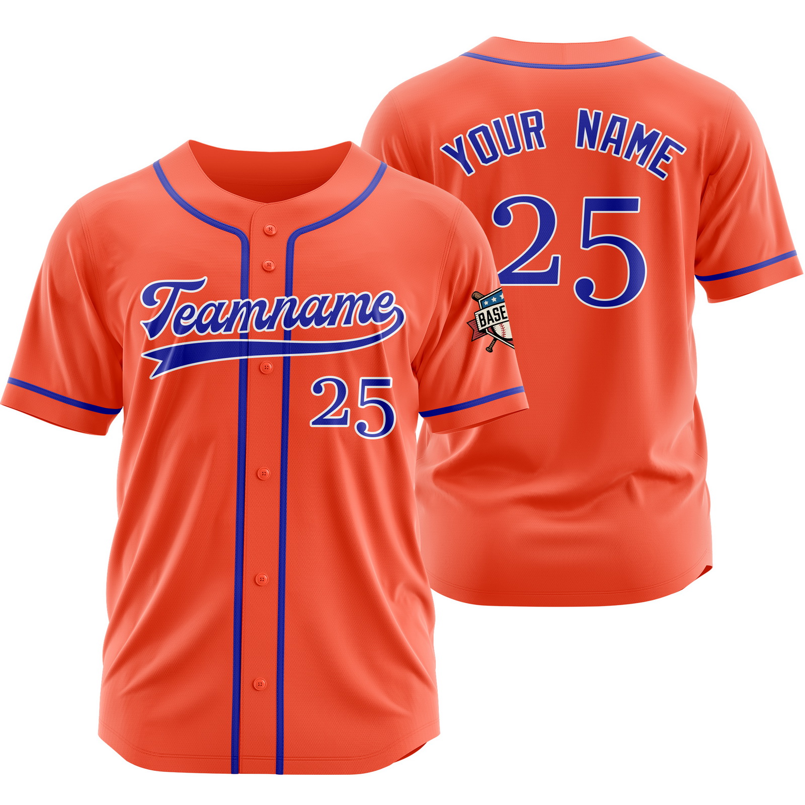 Custom Orange Blue Baseball Jersey for Men Women Youth