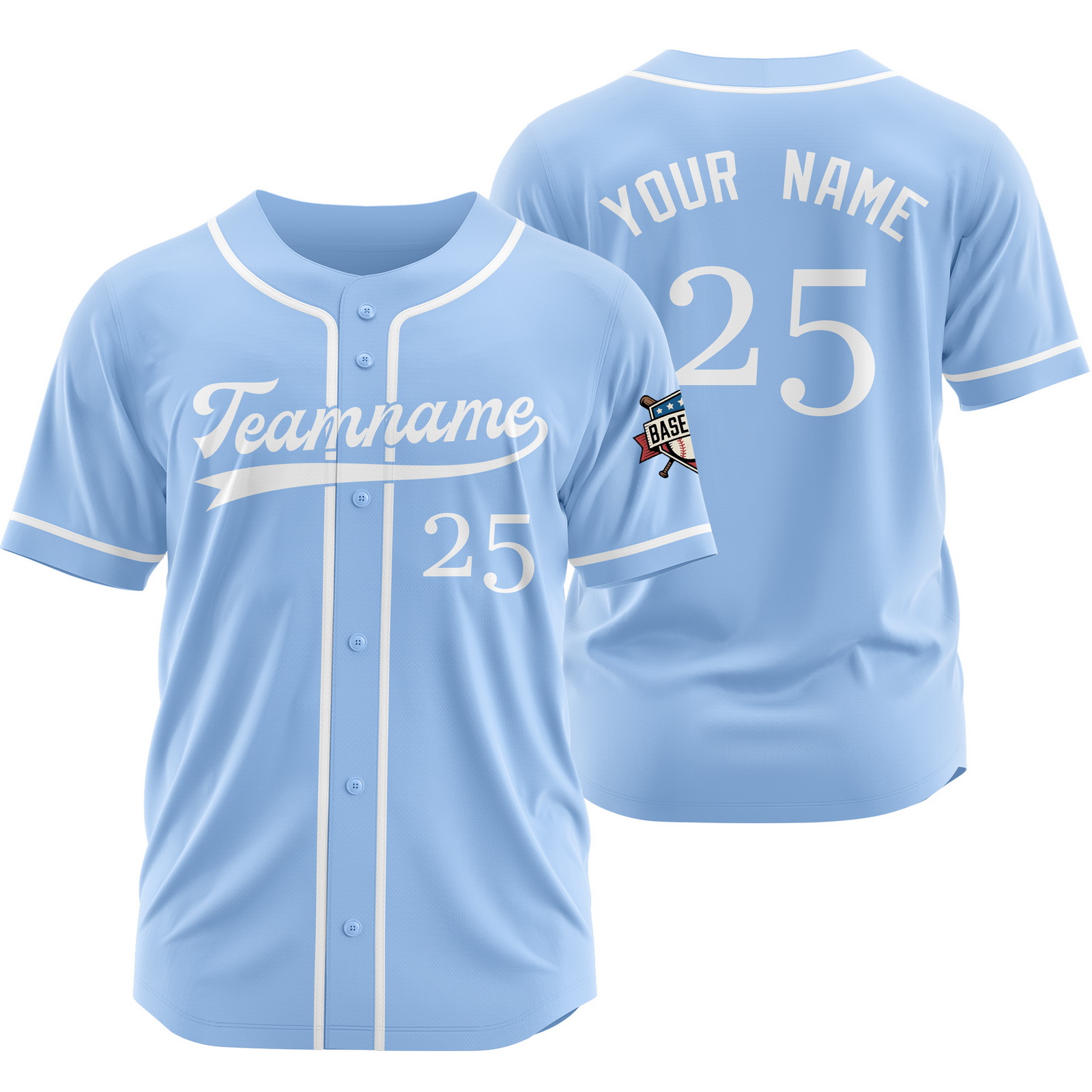 Custom Blue White Casual Baseball Jersey for Men Women Youth