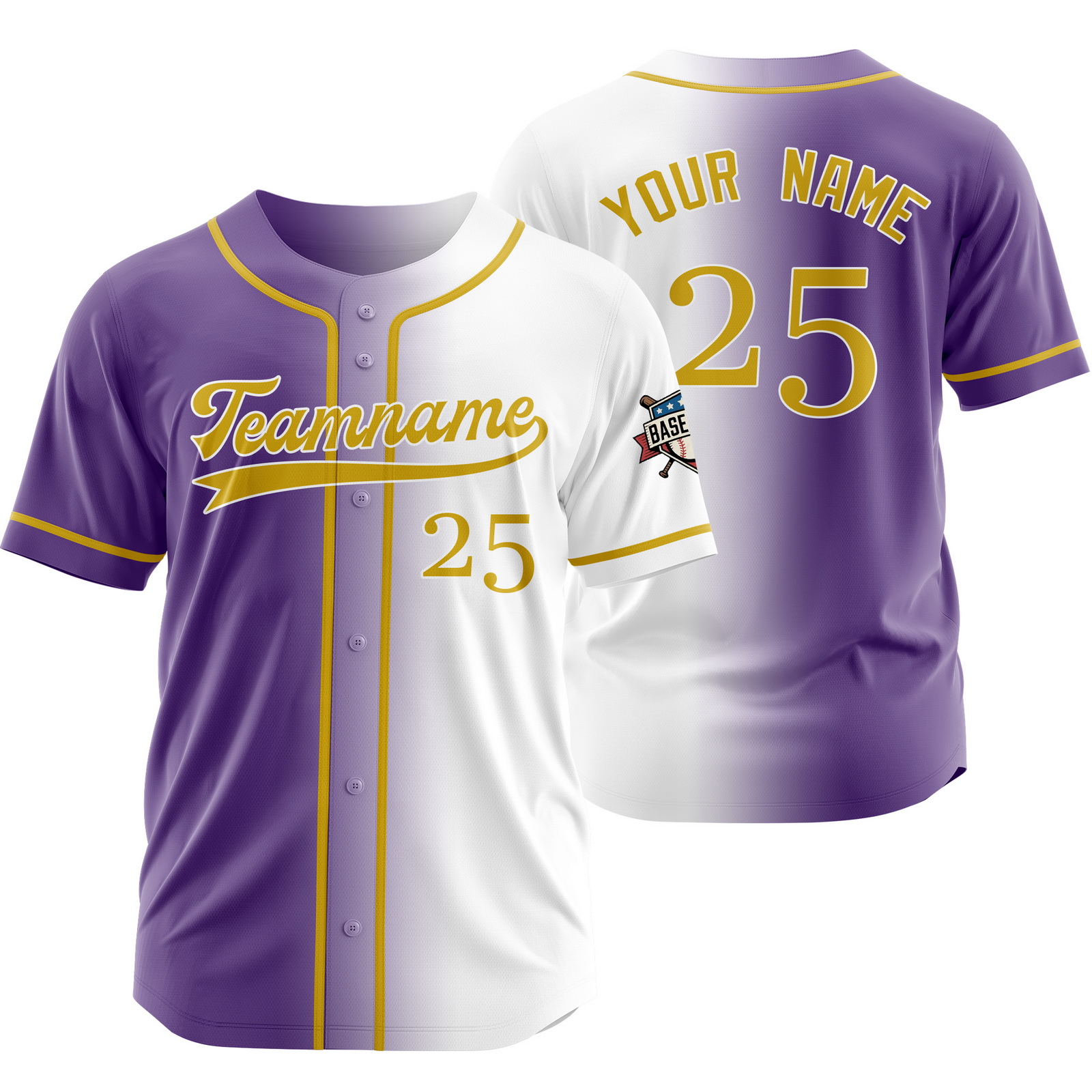 Custom Purple White Split Jersey for Women Men Kids Toddler