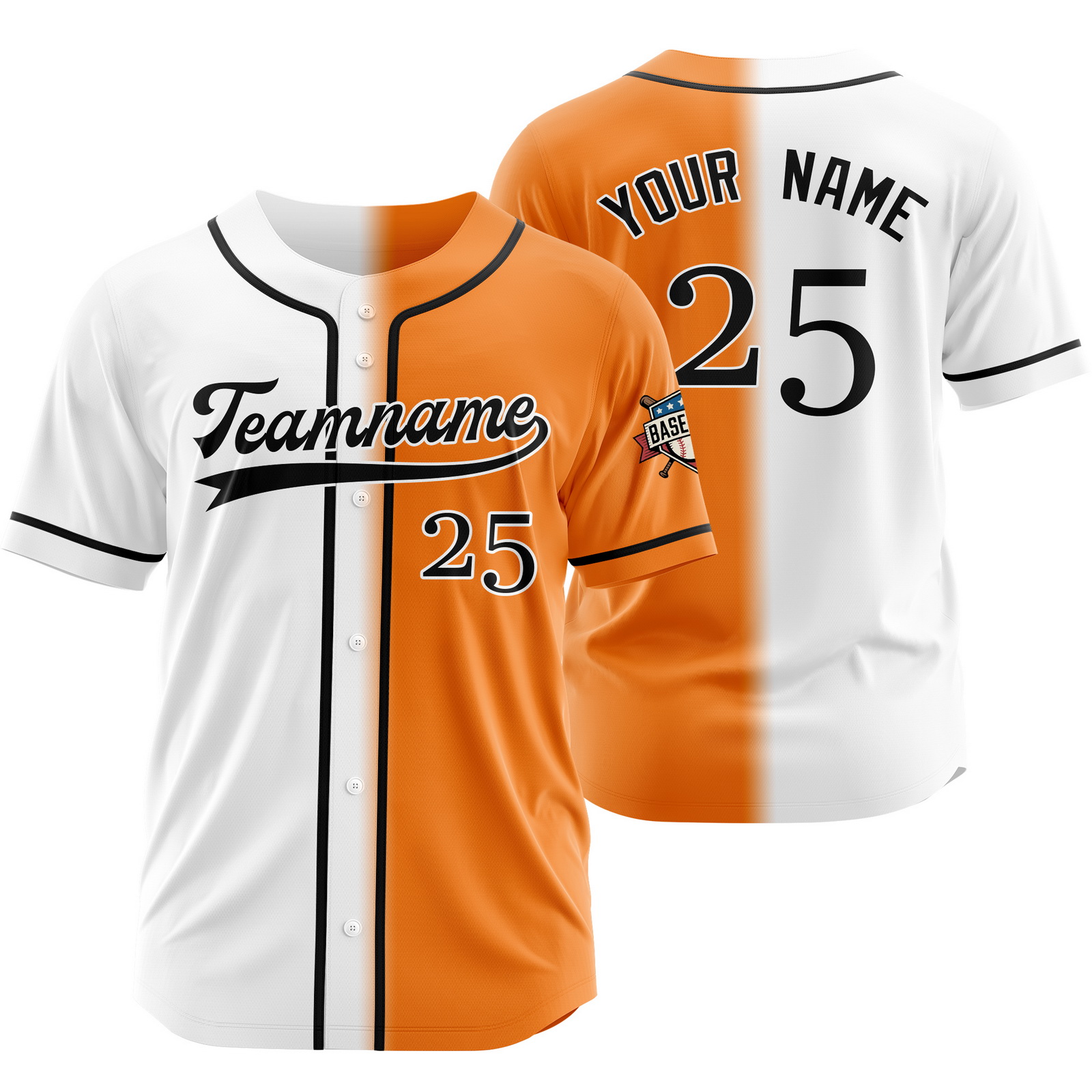 Custom White Yellow Split Jersey for Women Men Kids Toddler