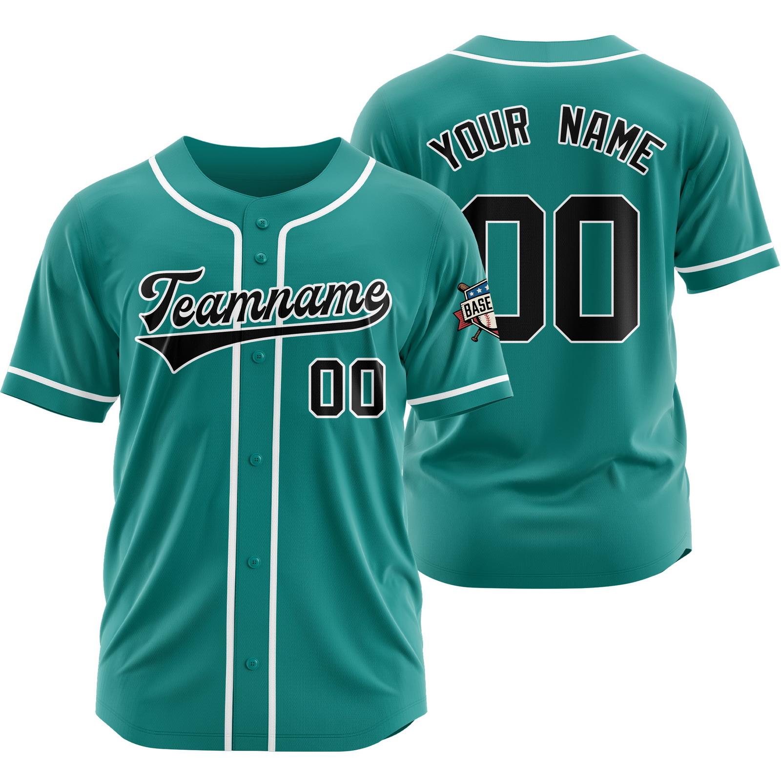 Custom Green Black V-Neck Baseball Jersey Hip Hop Uniform