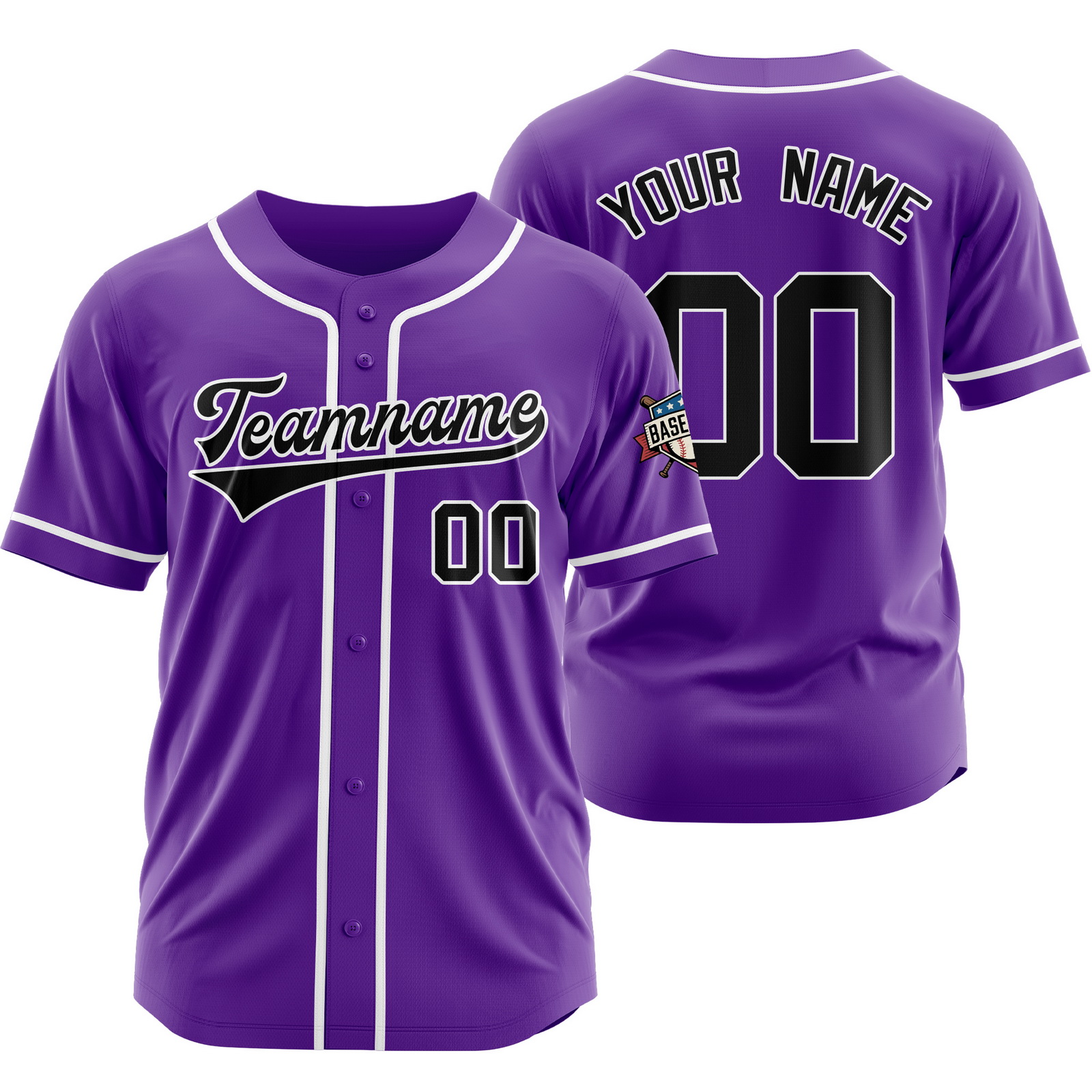 Custom Purple Black Team Baseball Jersey Hip Hop Uniform